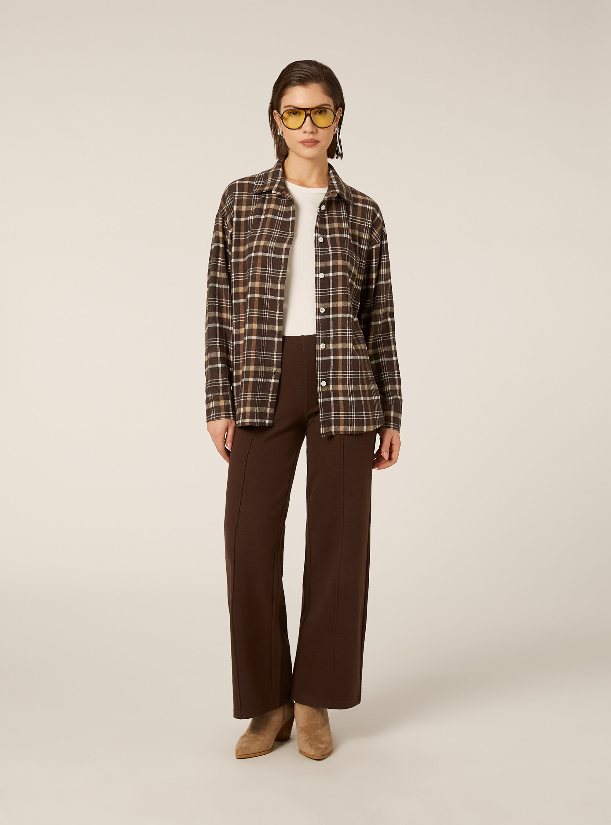 Checkered shirt jacket, CHECK BROWN DARK