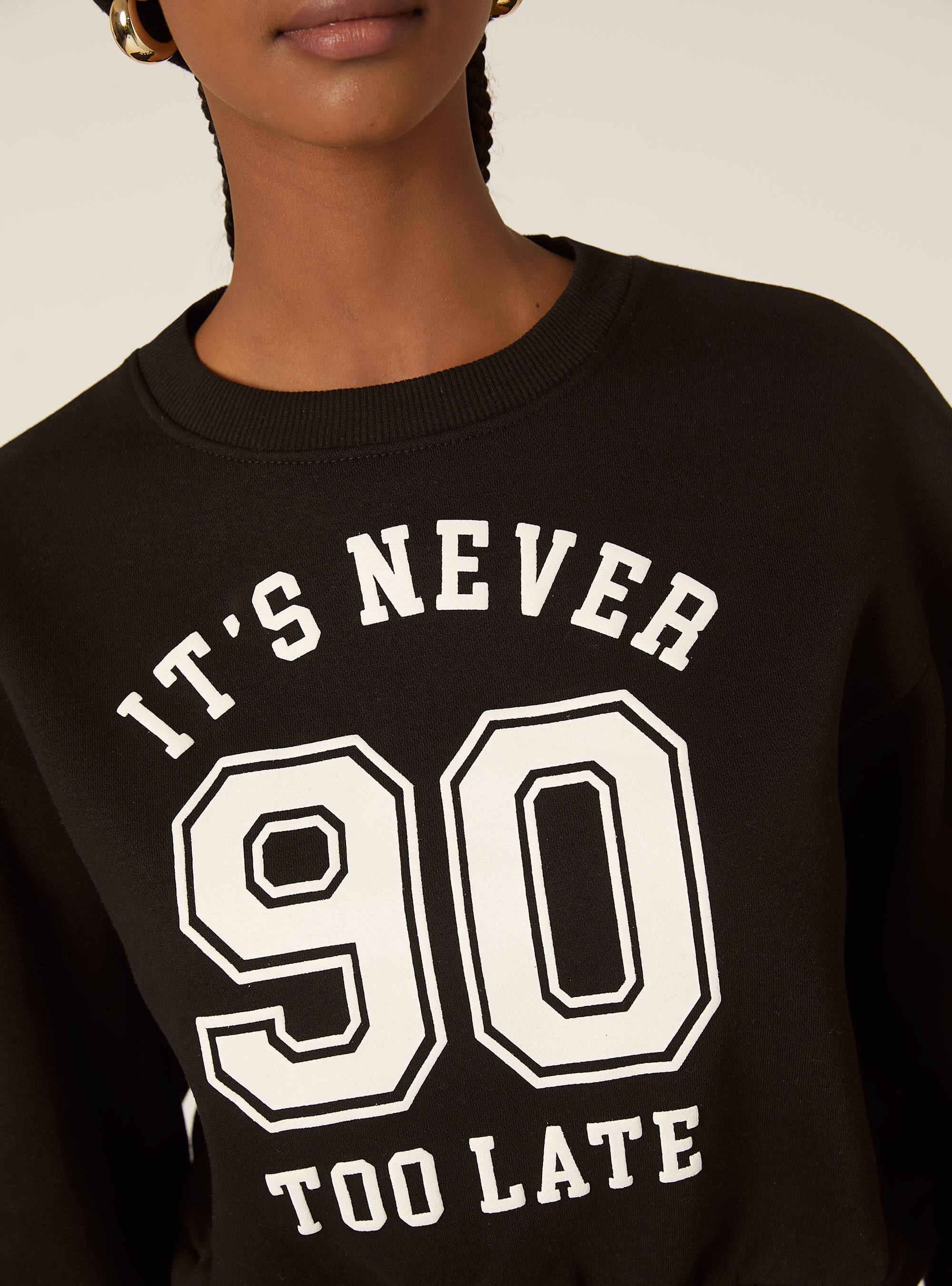 Sweat-shirt coupe boxy avec imprim&eacute;, BK1 BLACK