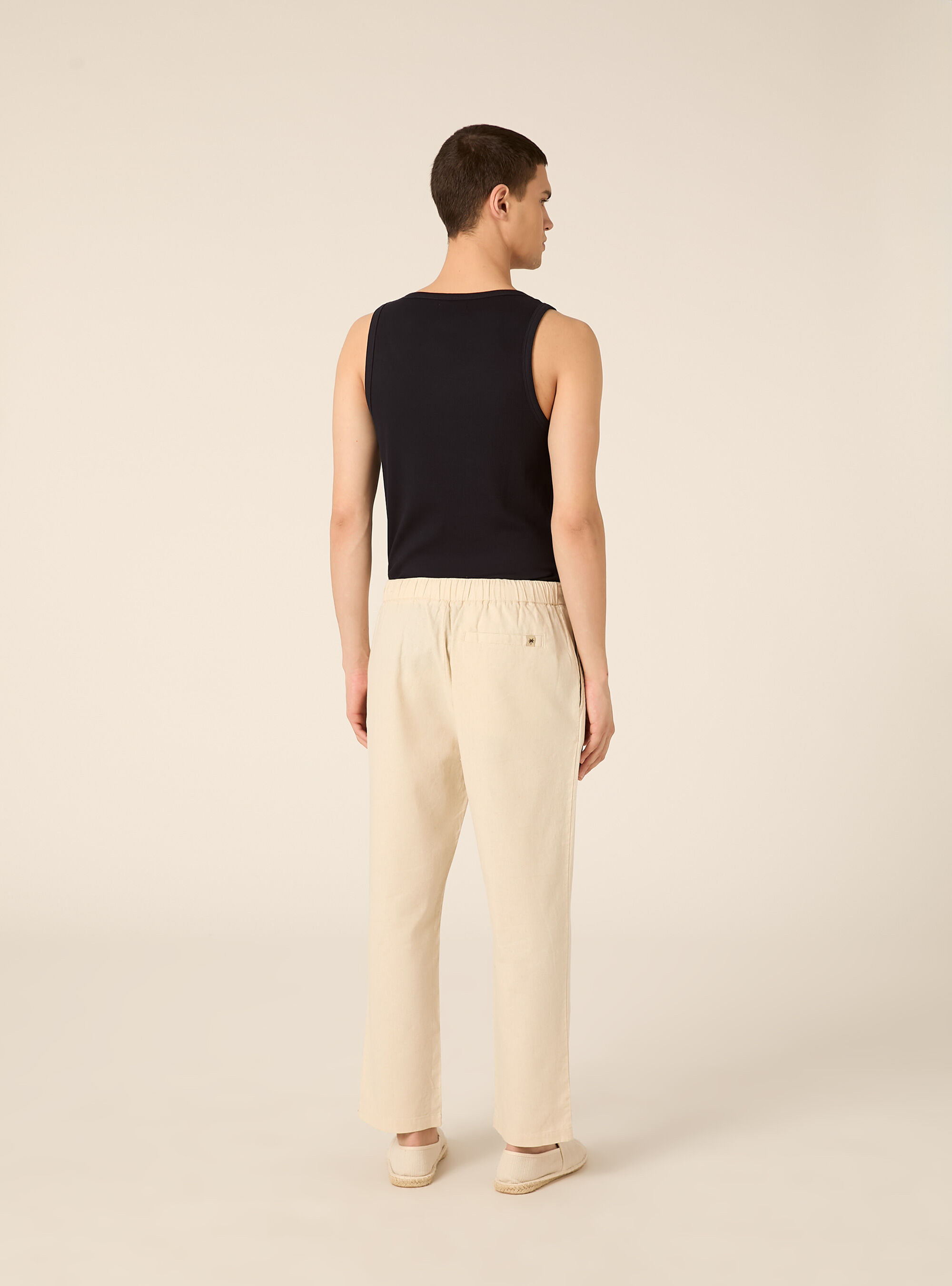 Pantaloni misto lino con coulisse, MCR3 CREAM MEL LIGHT