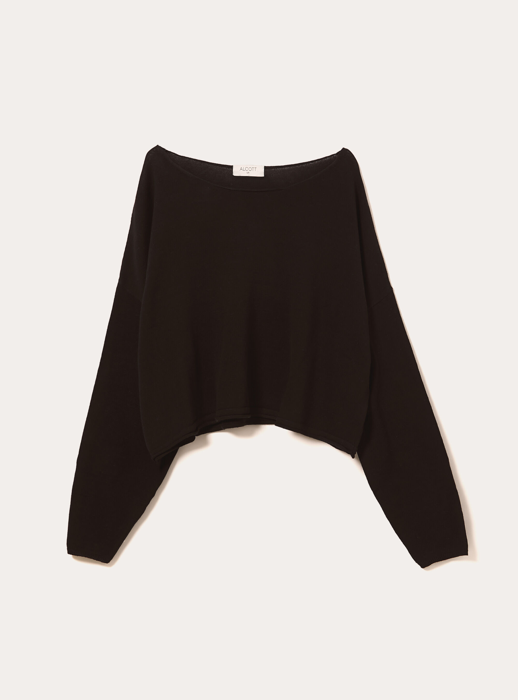 Pull &agrave; encolure bateau en coton doux, BK1 BLACK