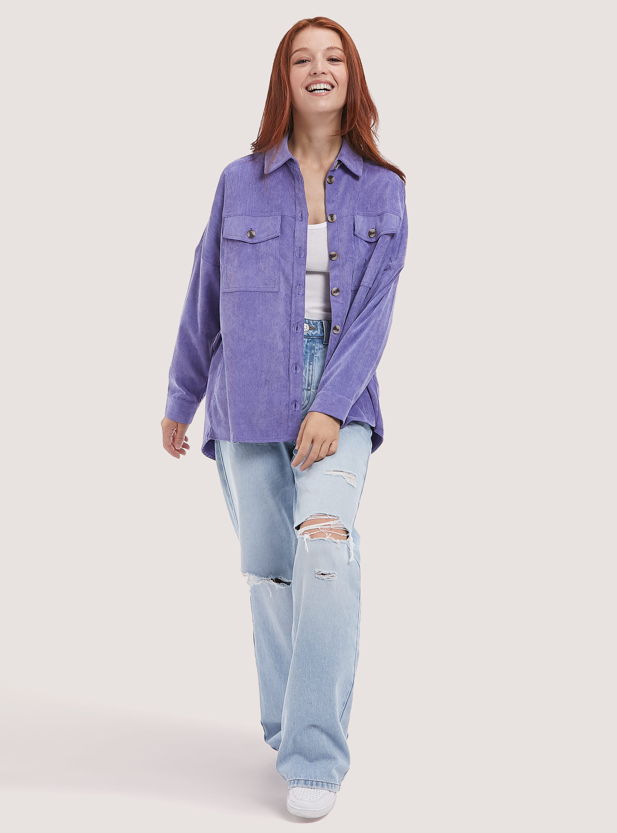 Giacca camicia in velluto a costine