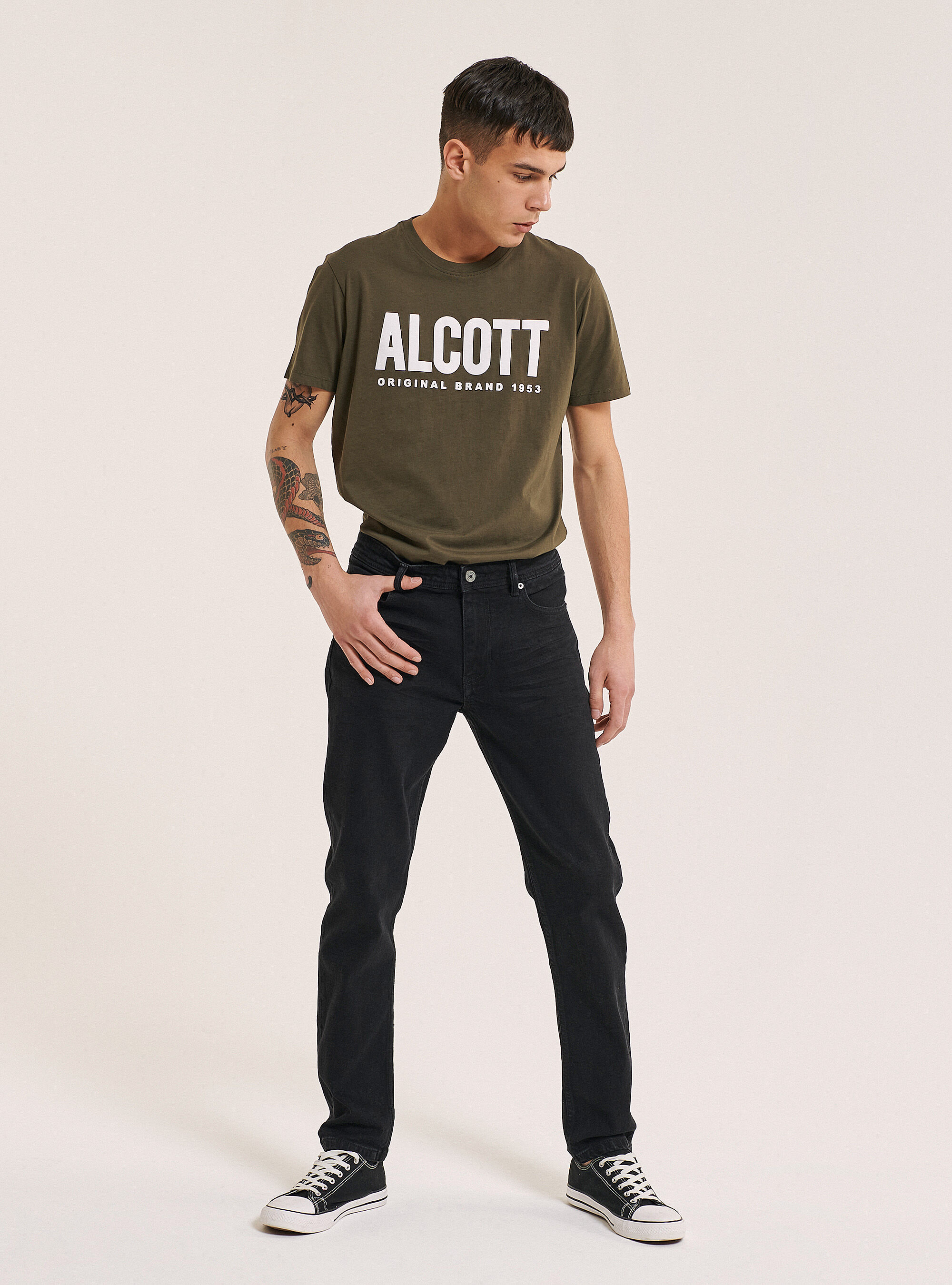 Stretch slim fit jeans in cotton, BLACK