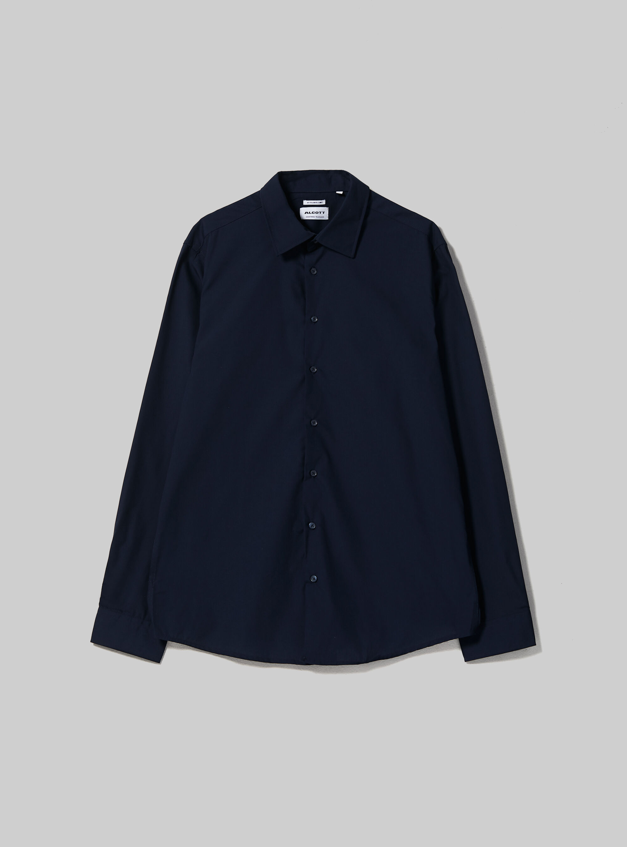 Einfarbiges lang&auml;rmeliges Hemd, NA1 NAVY DARK