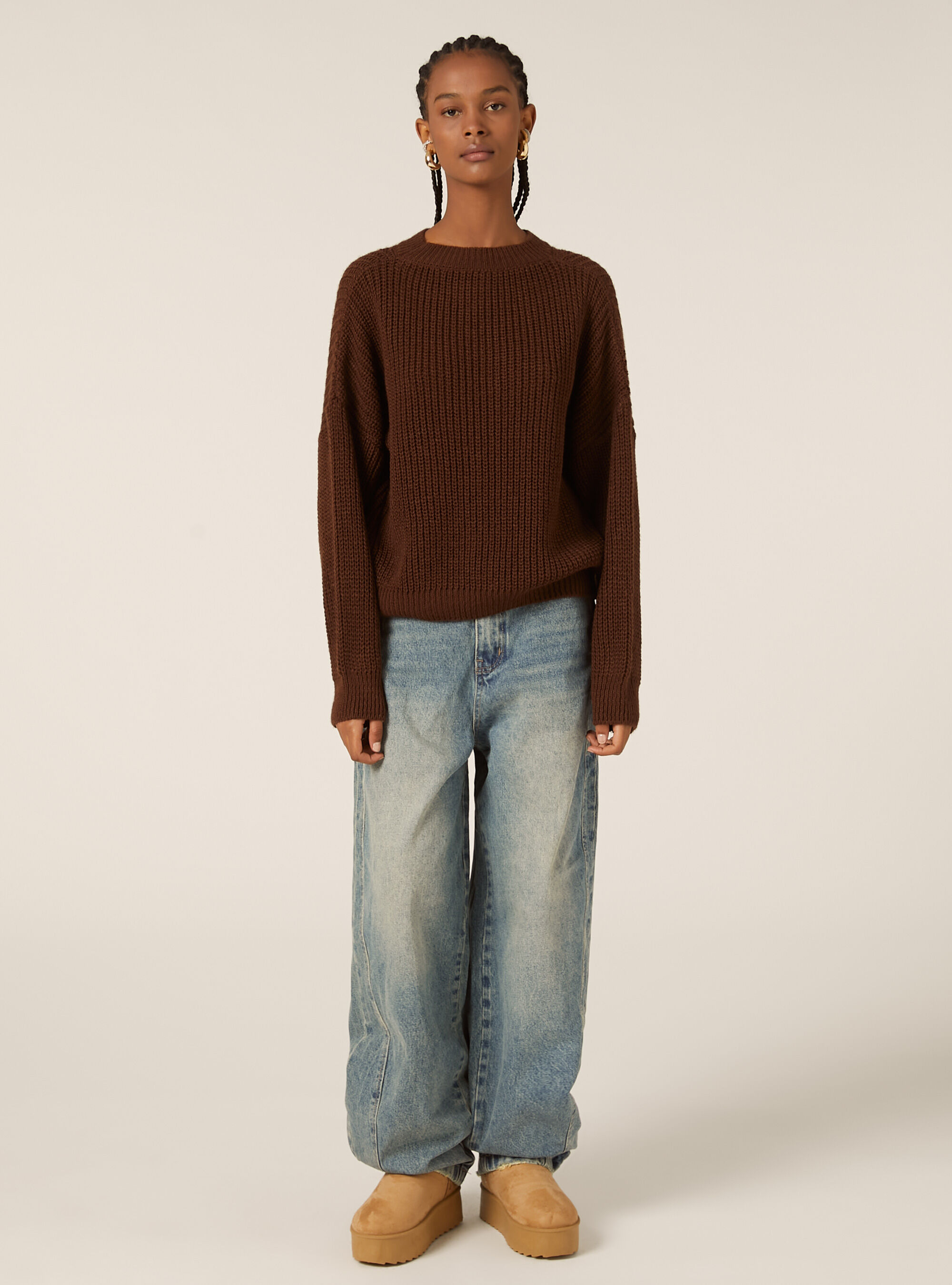 Soft ribbed pullover, BR1 BROWN DARK