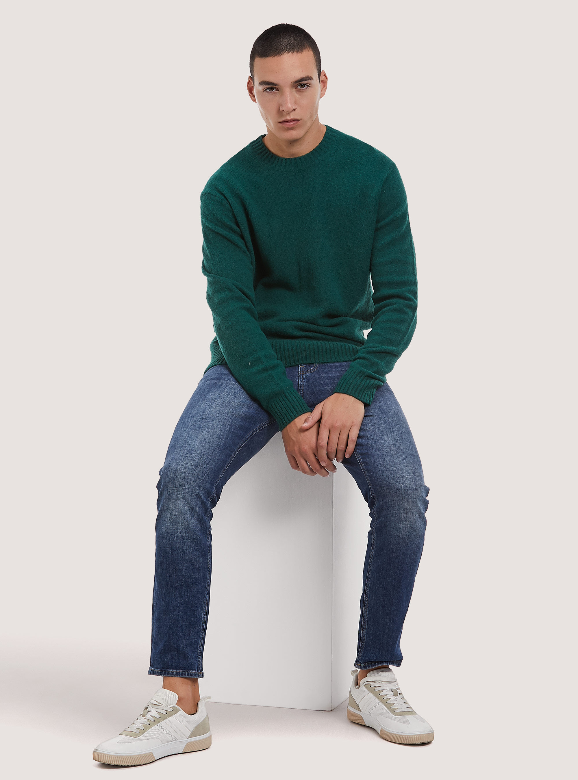 Wool blend pullover, GN1 GREEN DARK