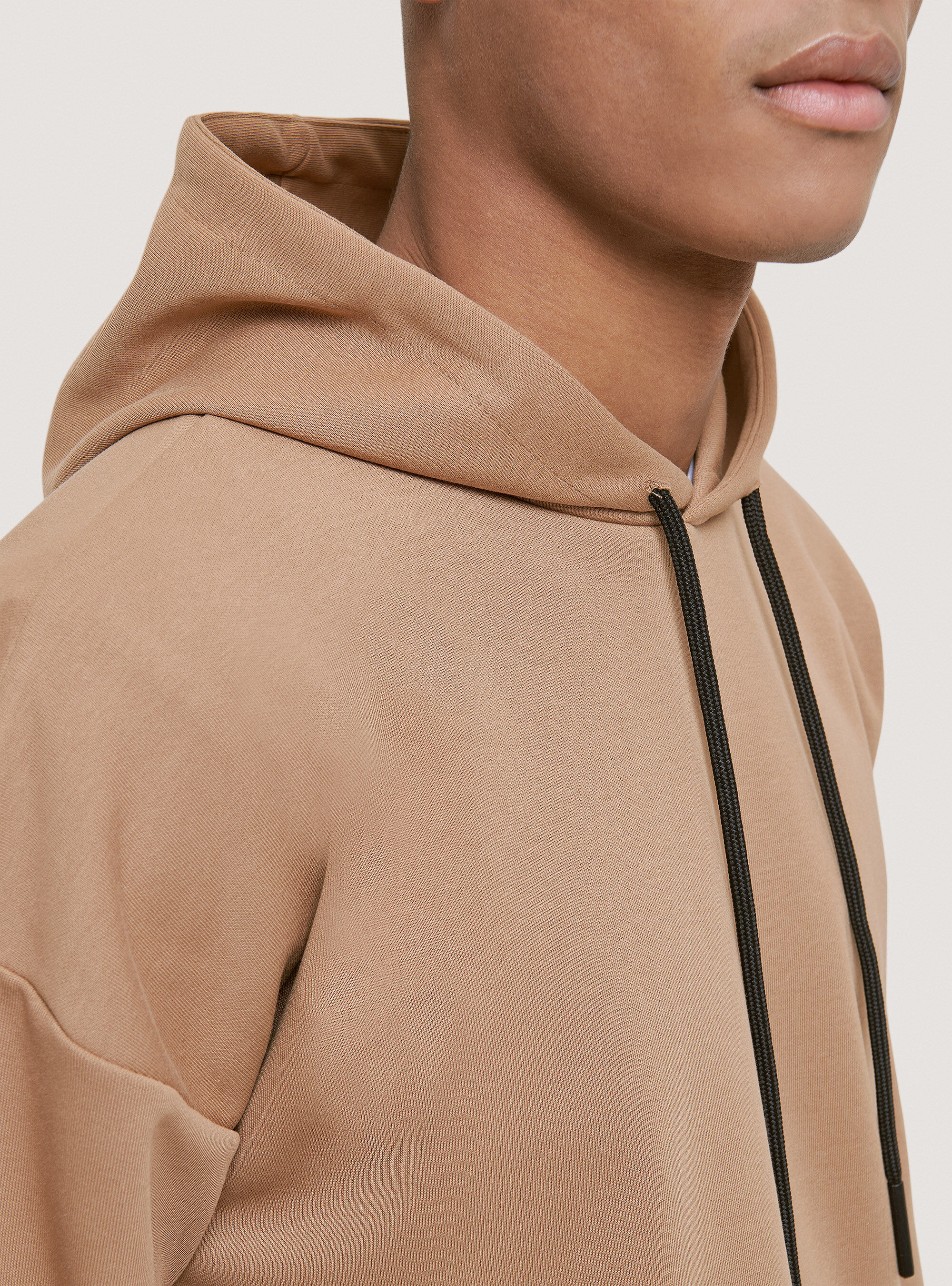 Basic hooded sweatshirt, CAMEL