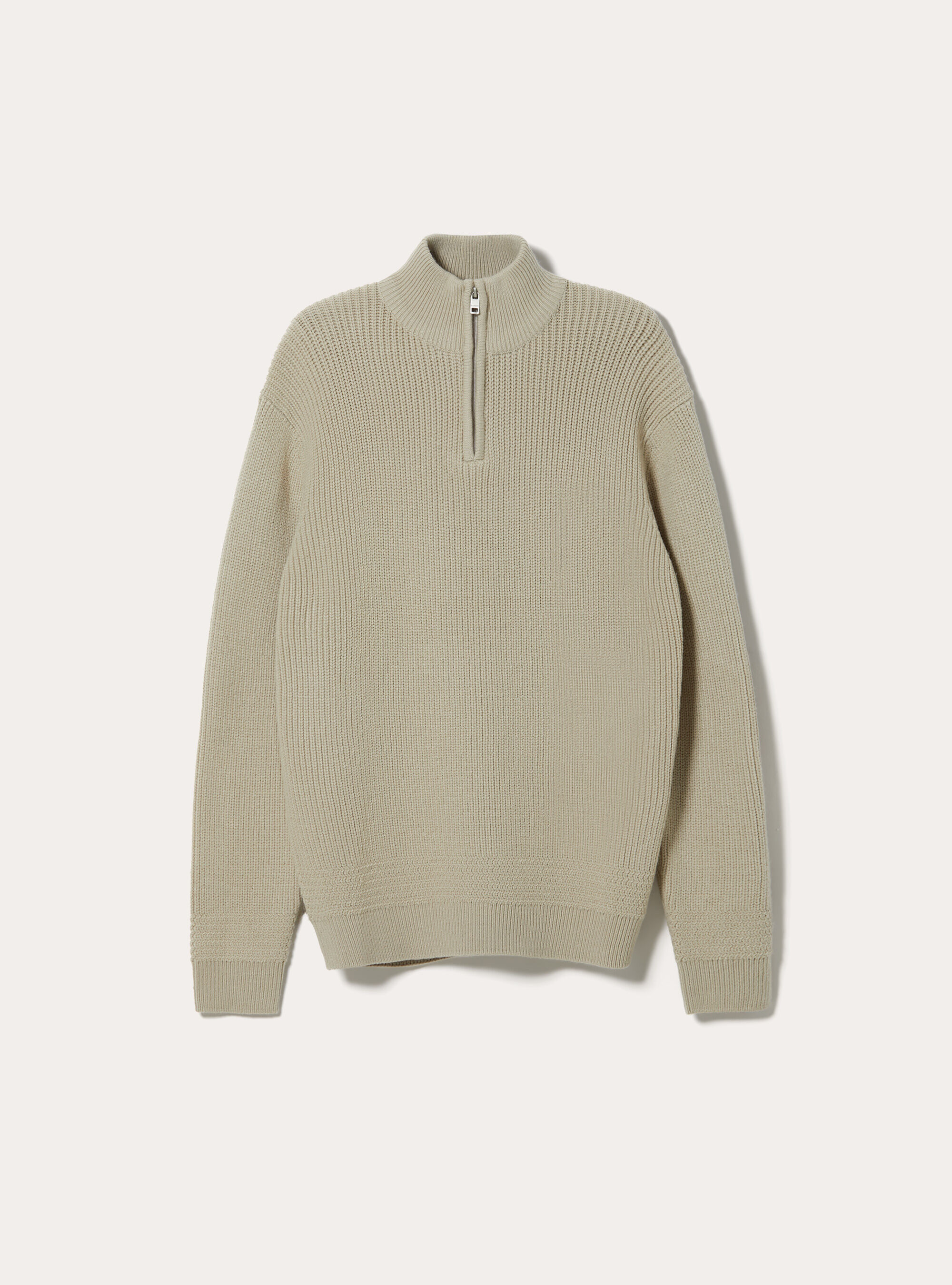 High-neck pullover with half zip, MBG3 BEIGE MEL LIGHT