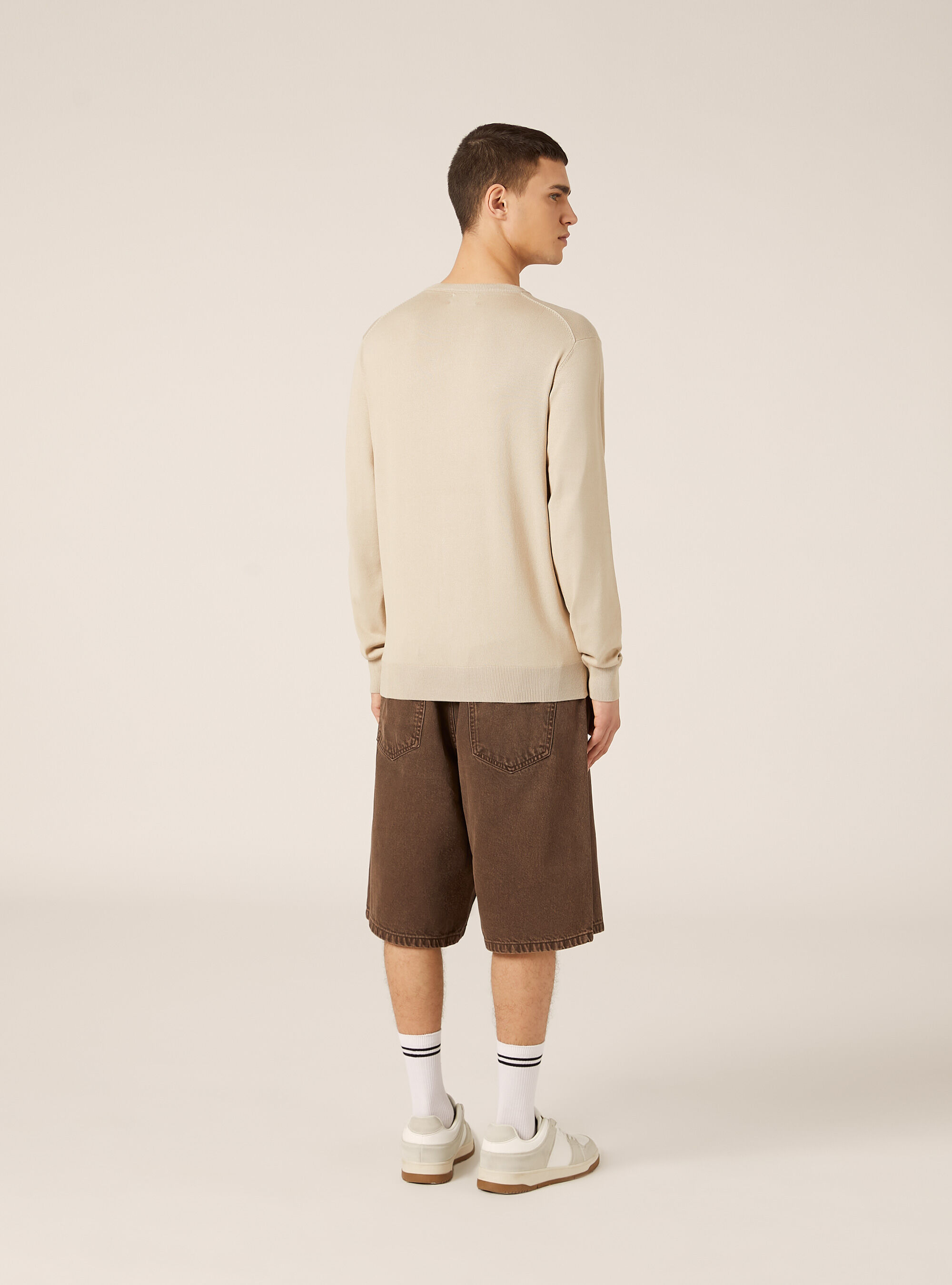 Pullover girocollo in viscosa sostenibile Ecovero, BG2 BEIGE MEDIUM