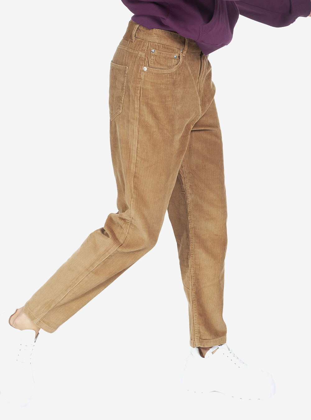 Panna Pantalone A Coste Kaos Norma Wide Leg Crop Trousers In Cream