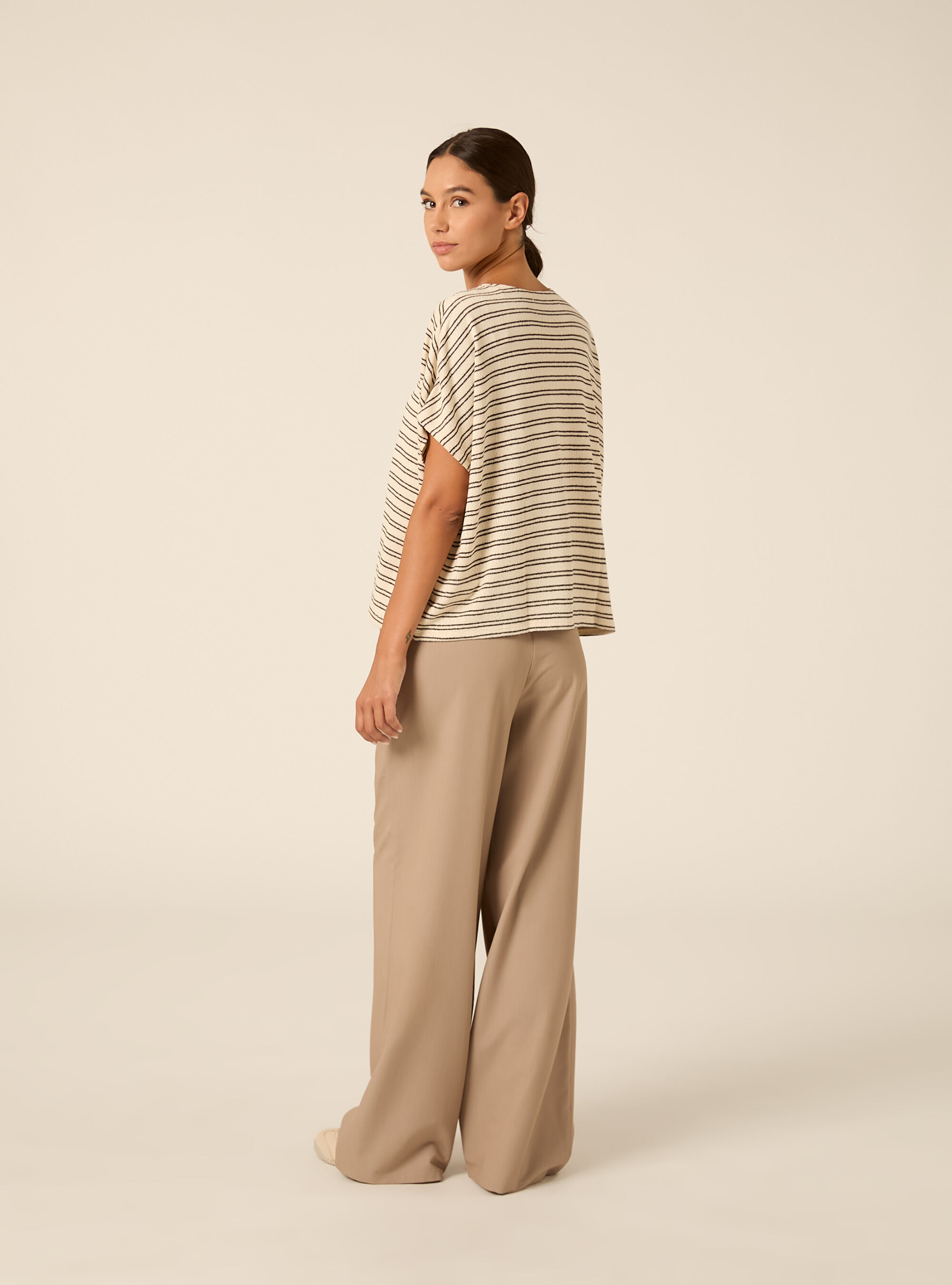 Oversized kurzarm shirt mit crinkle struktur, STRIPES