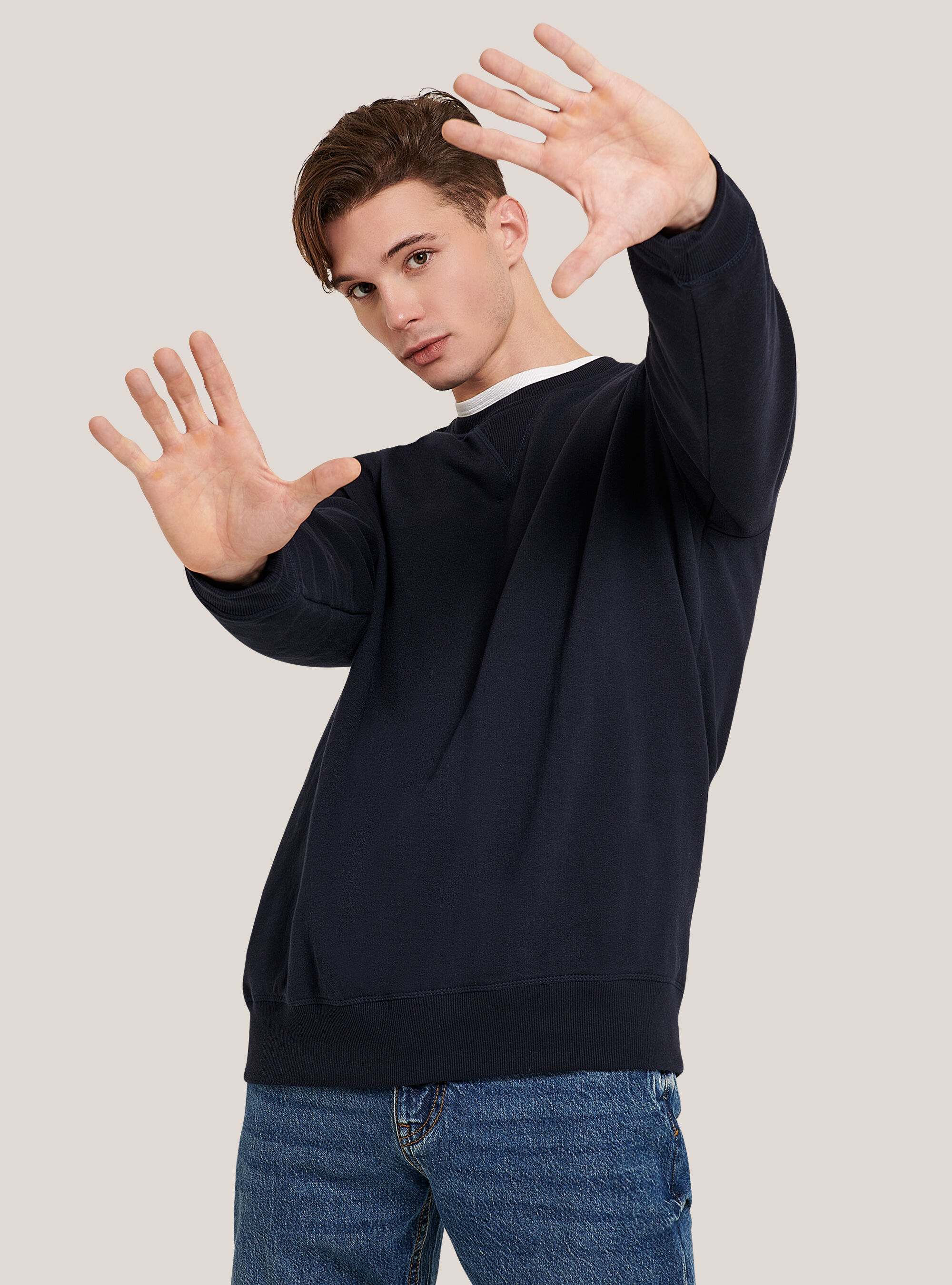 navy blue ombre cotton sweatshirt