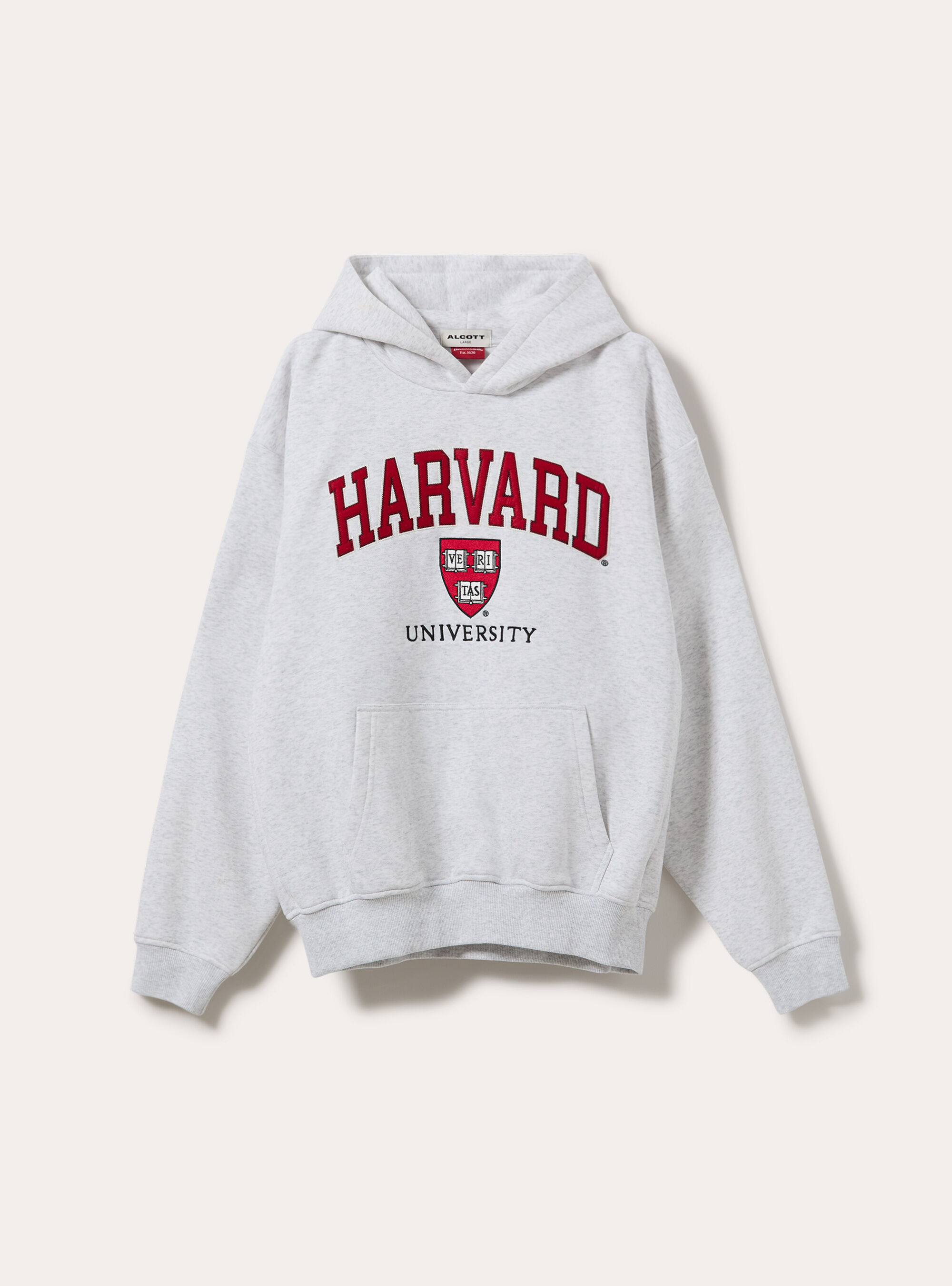 Felpa con cappuccio boxy licenza harvard, MGY3 GREY MEL LIGHT