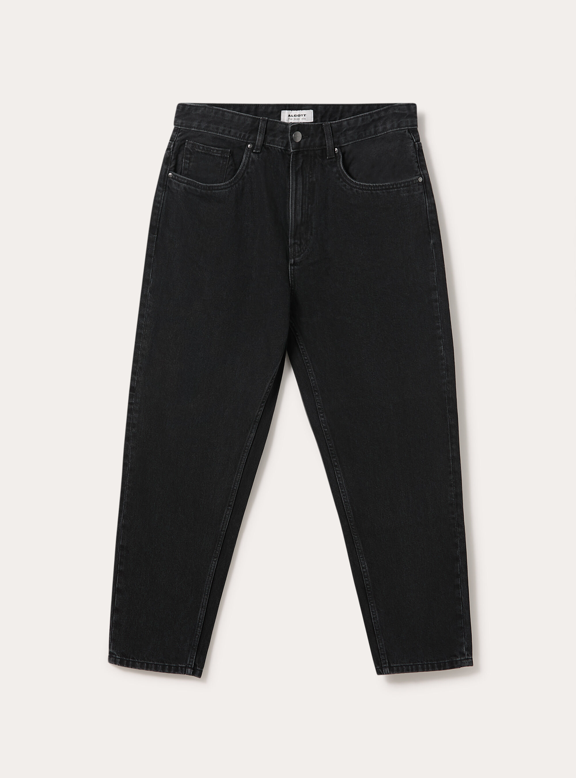 Pantalone loose fit in denim colorato, NERO