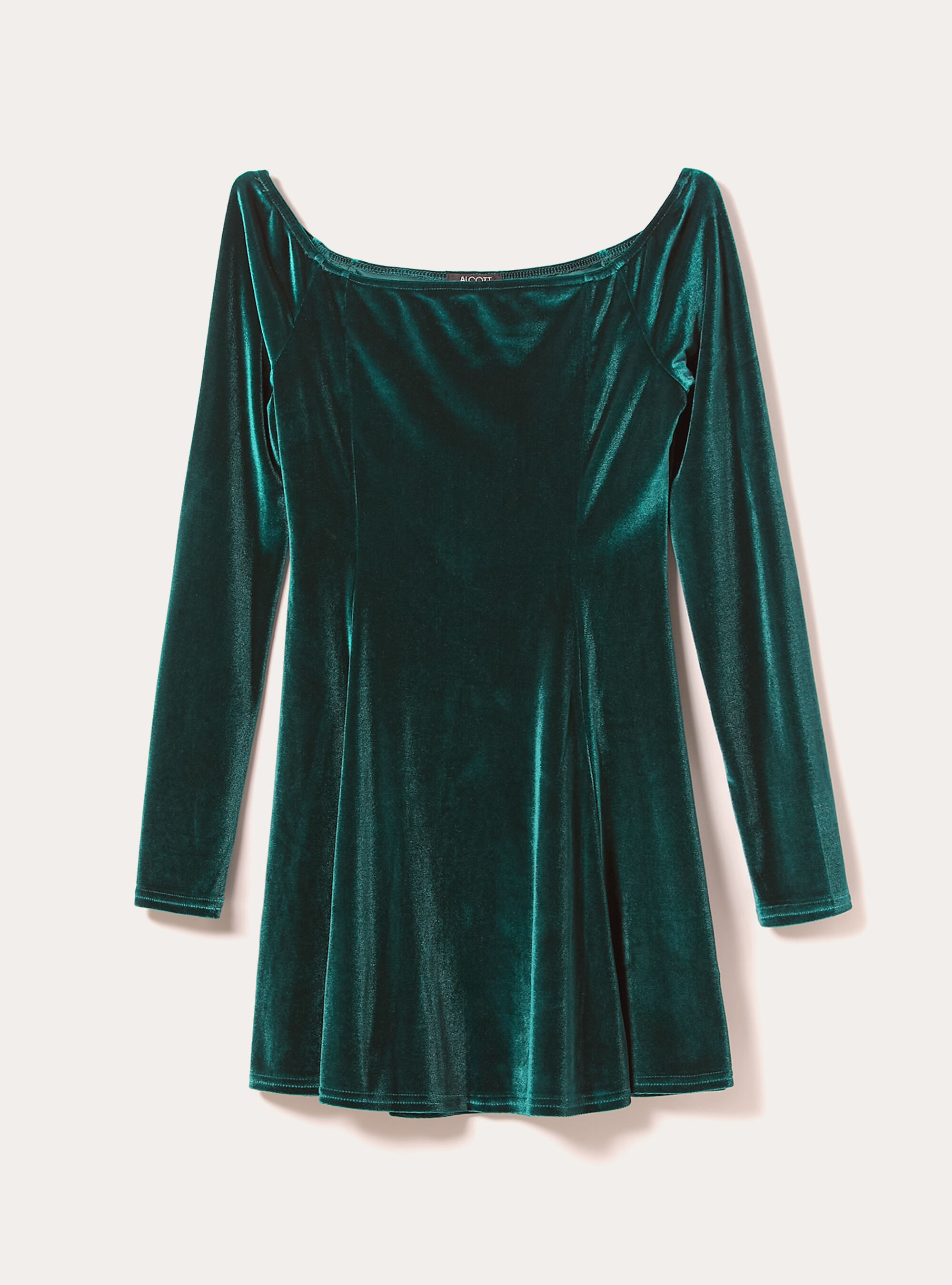 Flared velvet dress, GN1 GREEN DARK