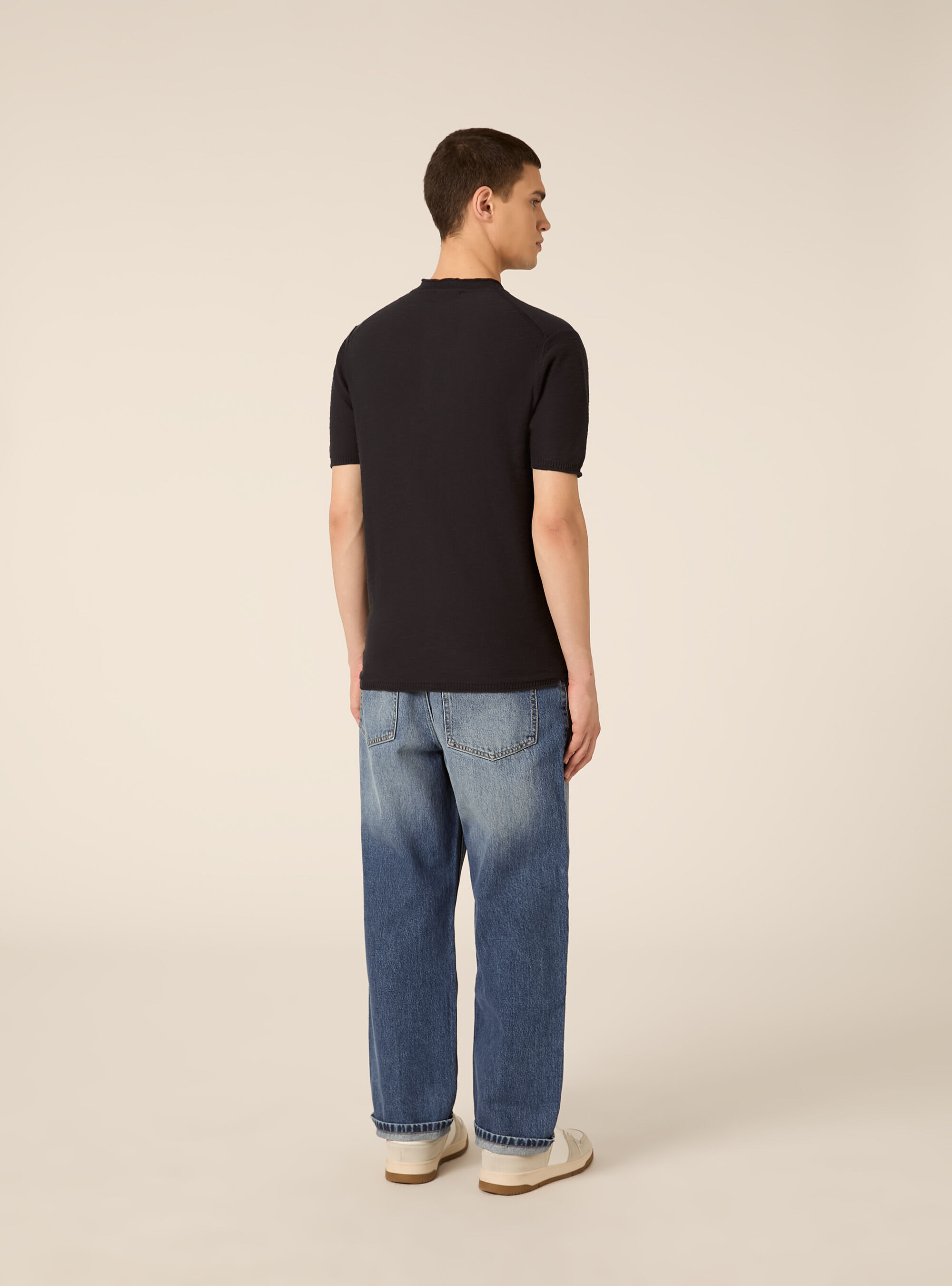 Pullover leggero con collo serafino, NAVY MEDIO