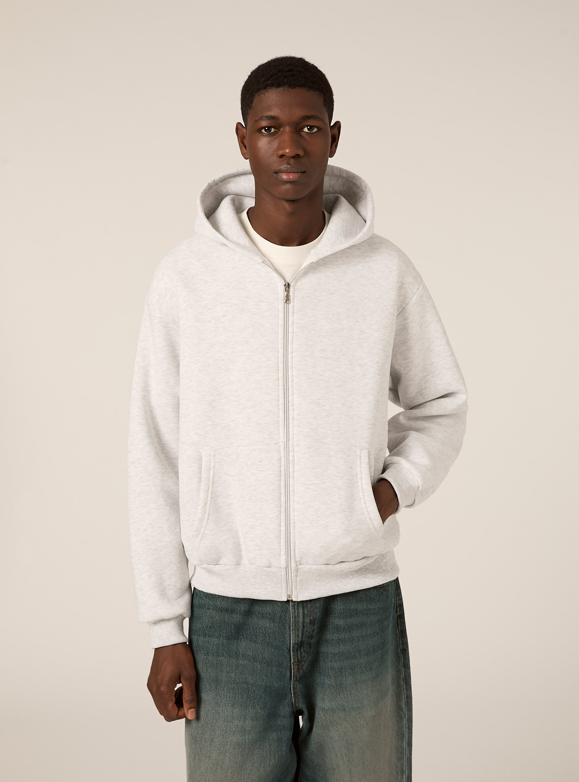 Boxy fit zip-up hoodie