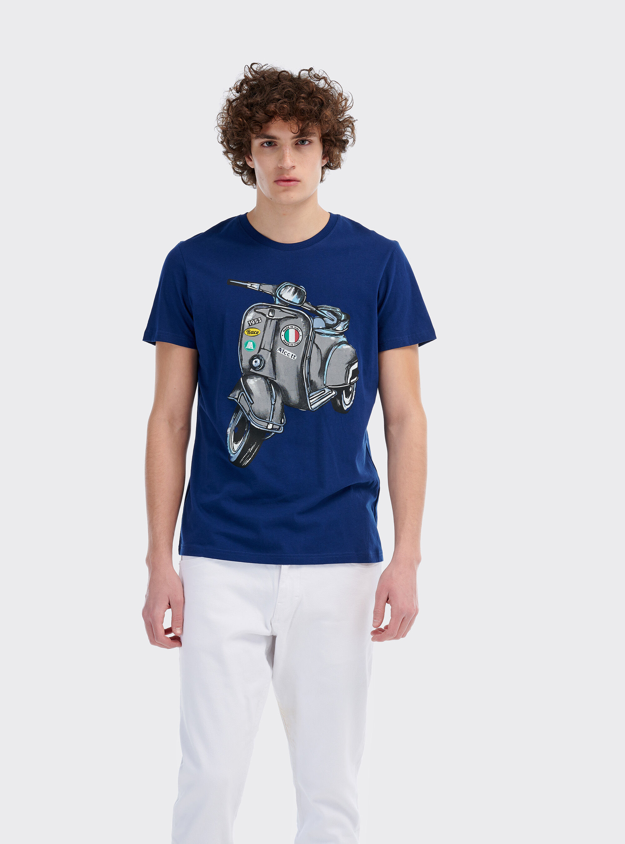 Maglietta con stampa vespa e logo Alcott, C0214 BLUE