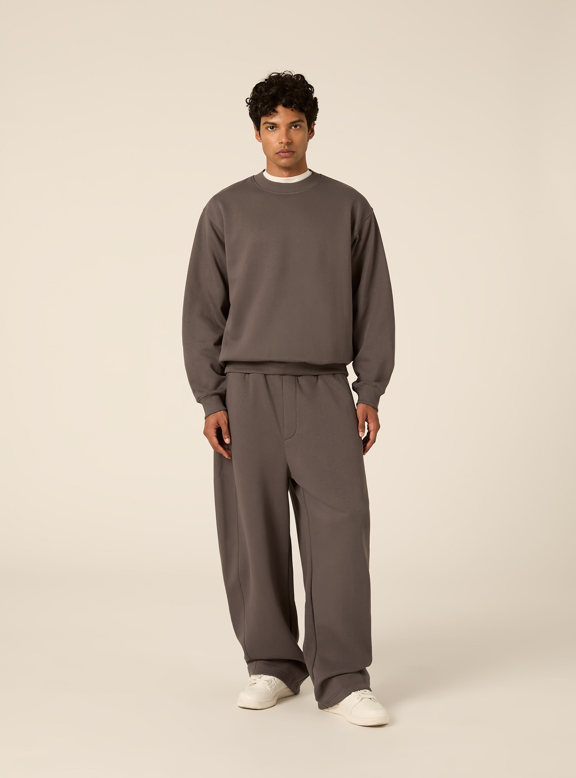 Sweat col rond basique coupe boxy, GY1 GREY DARK