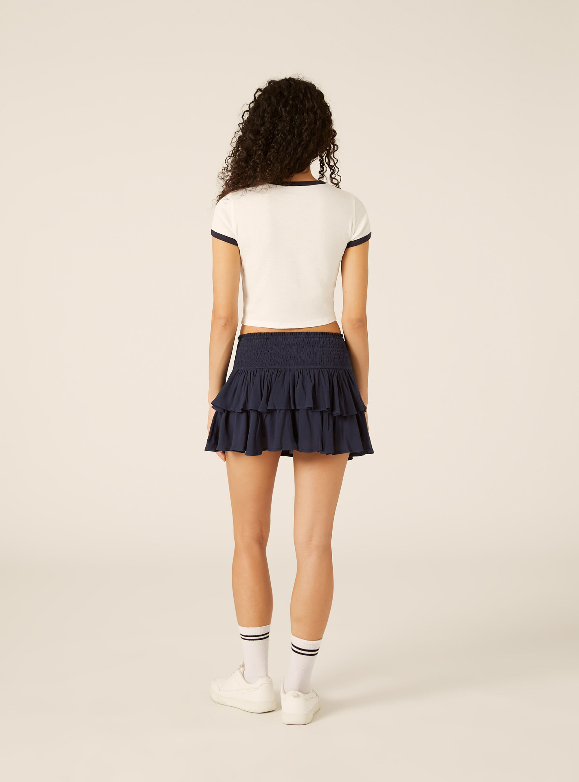 T-shirt crop con stampa calcio mondiali, WH2 WHITE