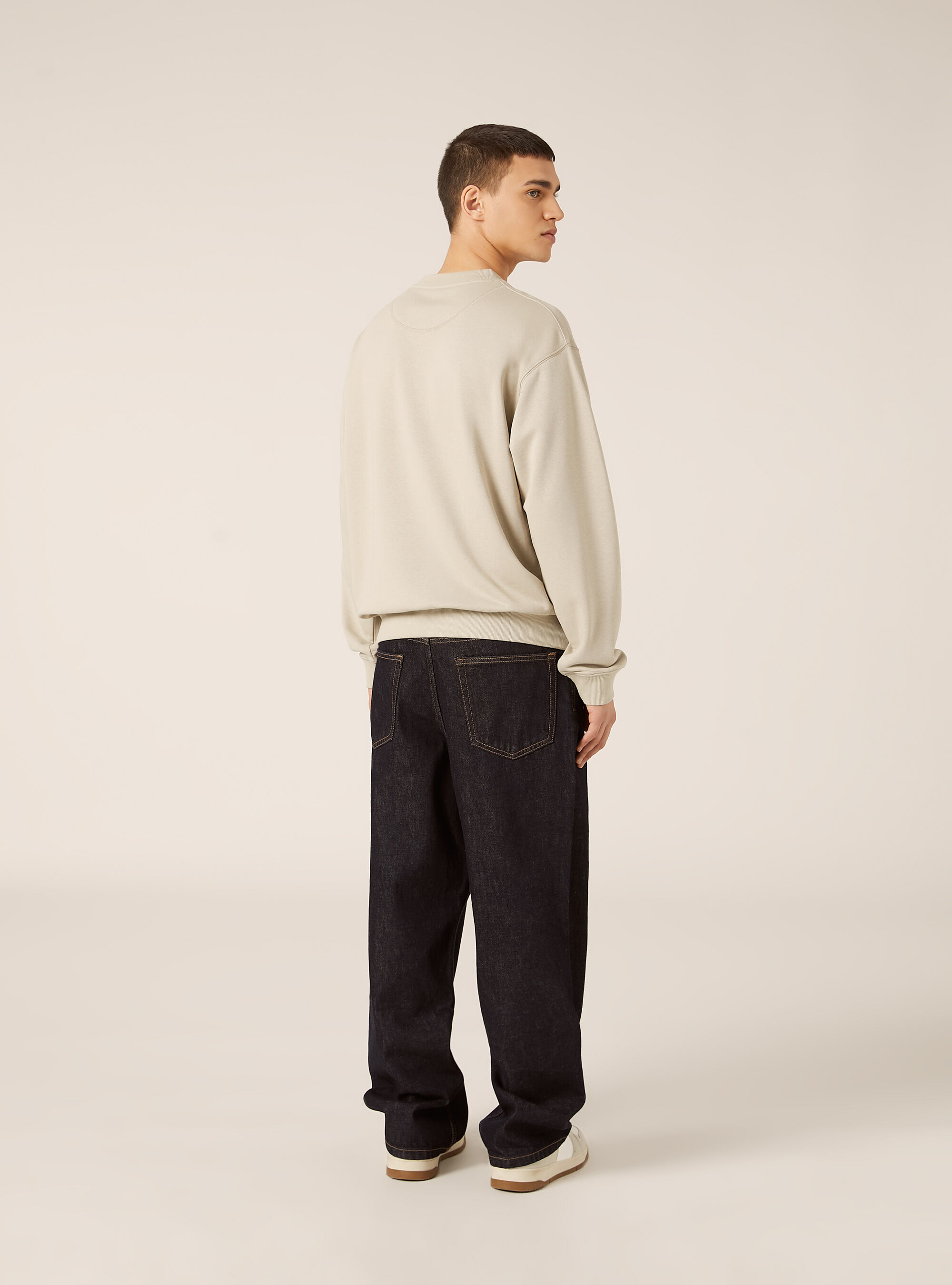Felpa girocollo basica boxy fit, BG1 BEIGE DARK