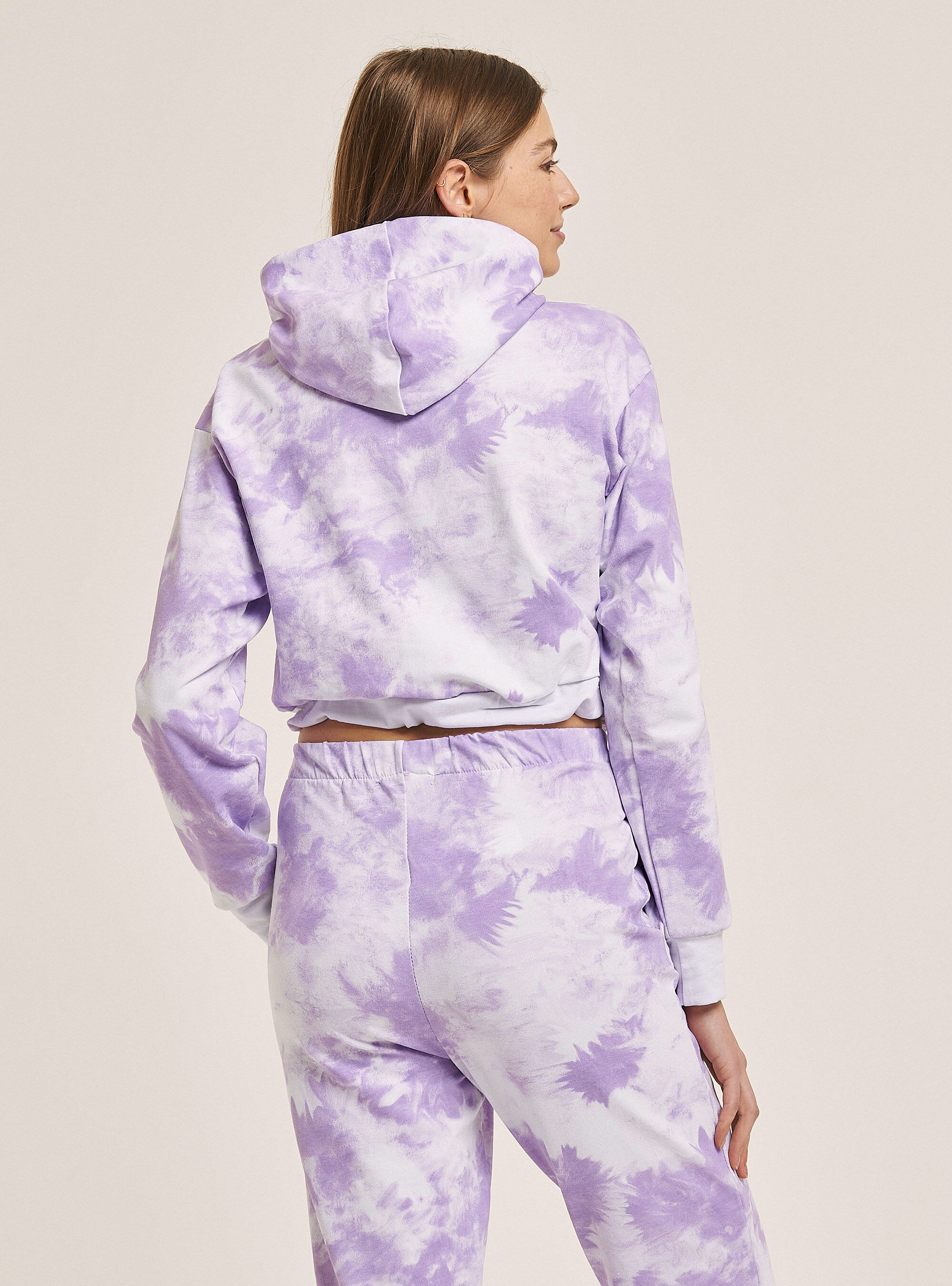 Tie-dye crop sweatshirt, LILLAC/WHITE B101