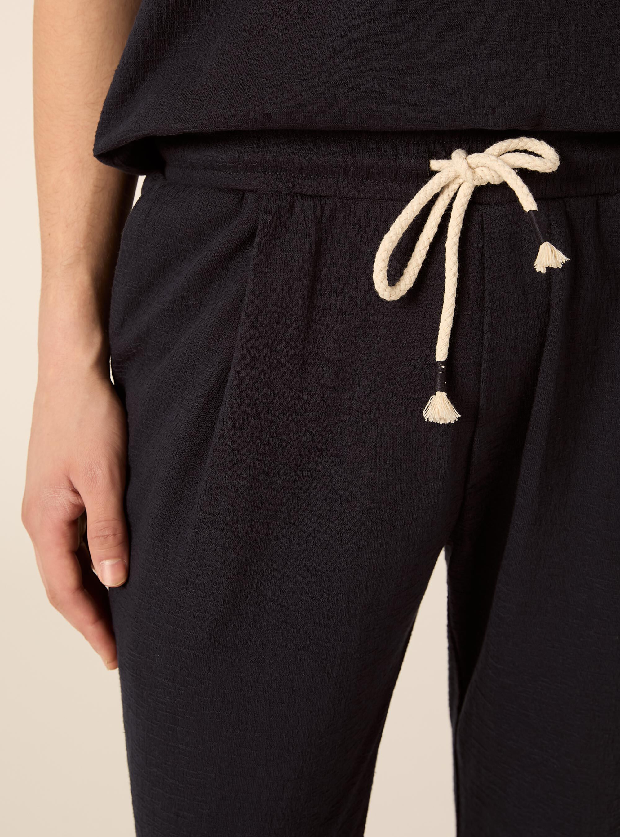 Pantaloni con  elastico in vita in jersey texture, NA1 NAVY DARK
