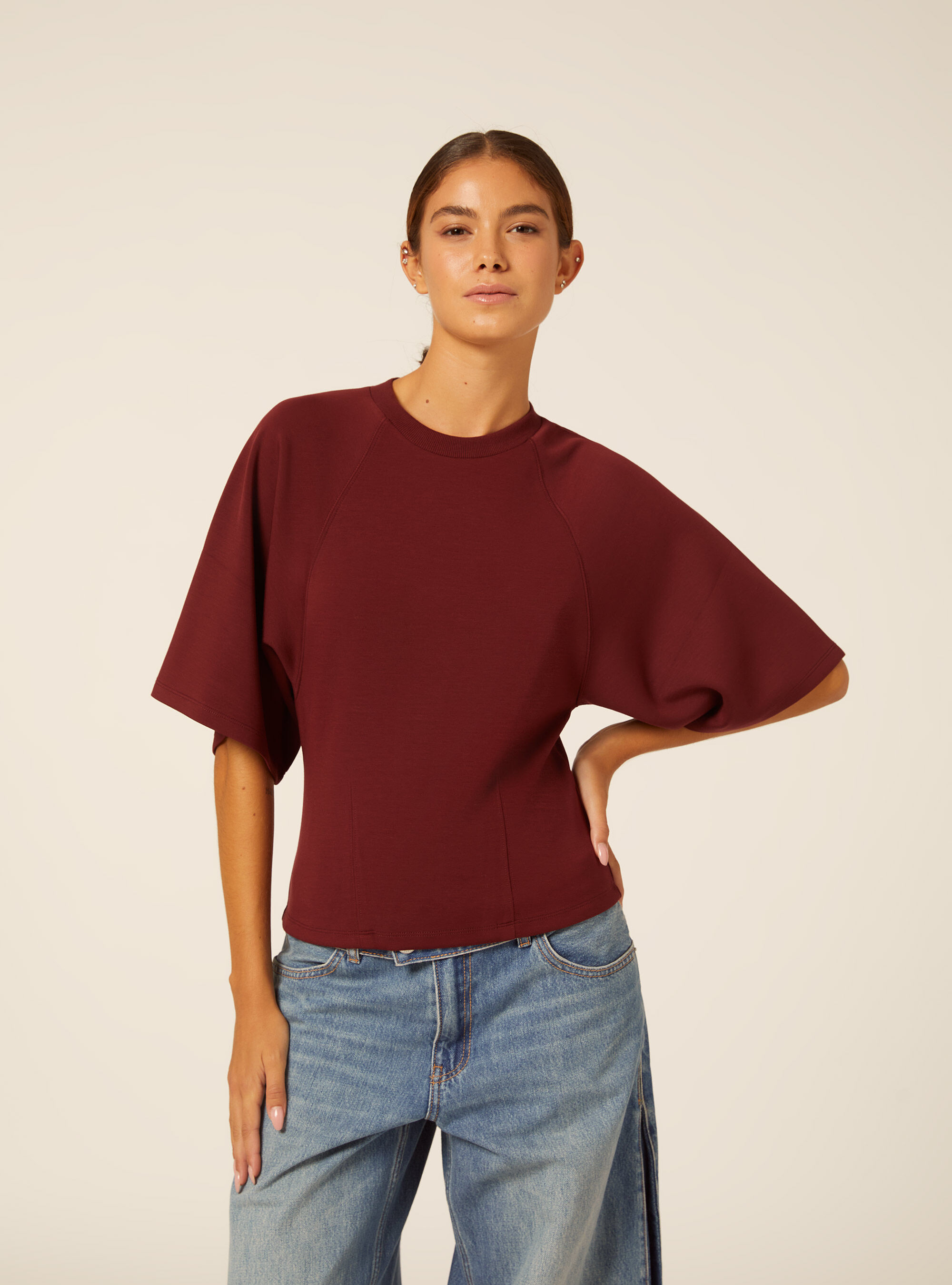 T-shirt soft touch, BO1 BORDEAUX DARK