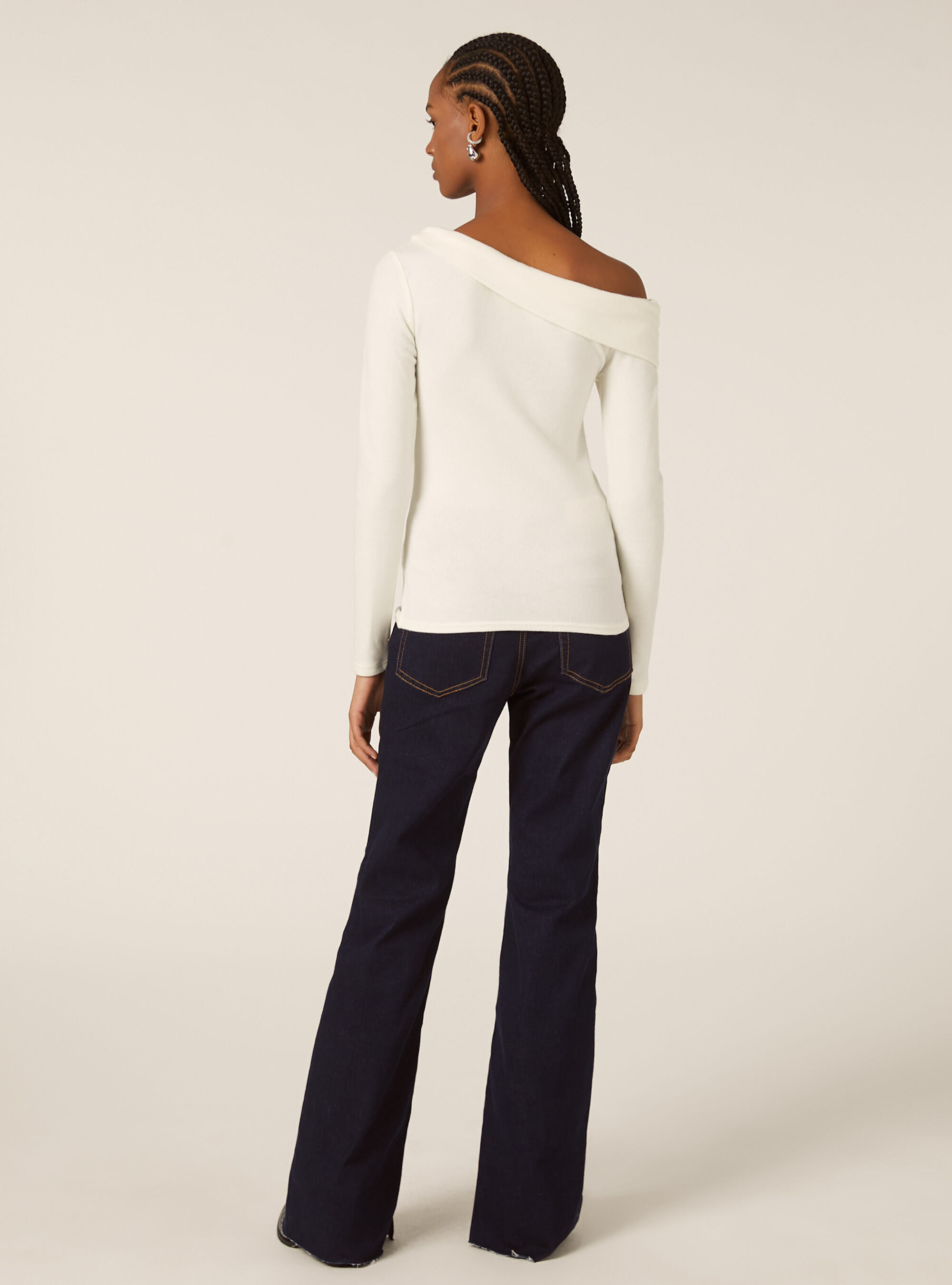 Maglia scollo bardot, WH2 WHITE