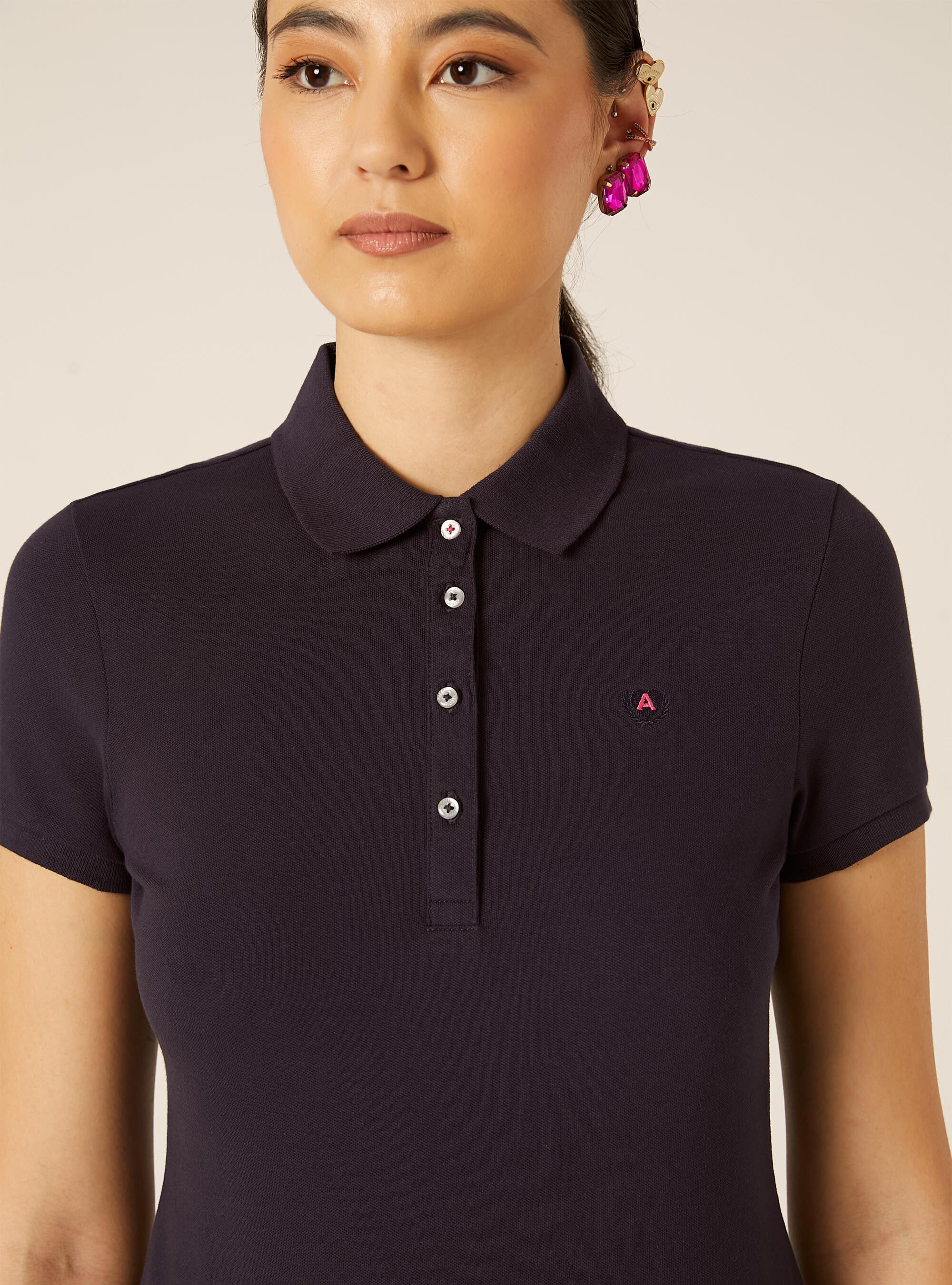 Polo Slim Fit avec Logo Brod&eacute;, BL2 BLUE MEDIUM