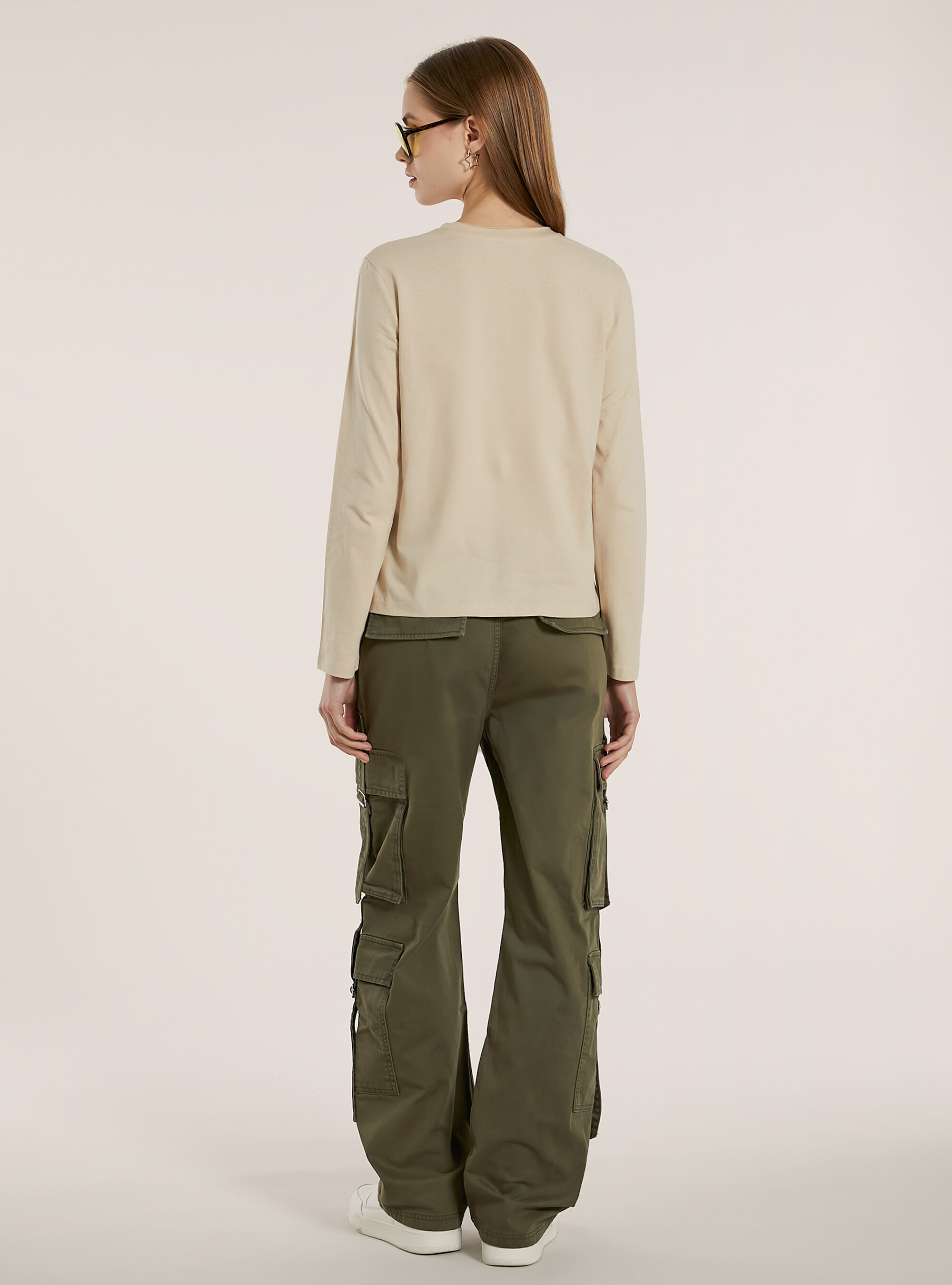 Basic long-sleeved T-shirt, BG3 BEIGE LIGHT