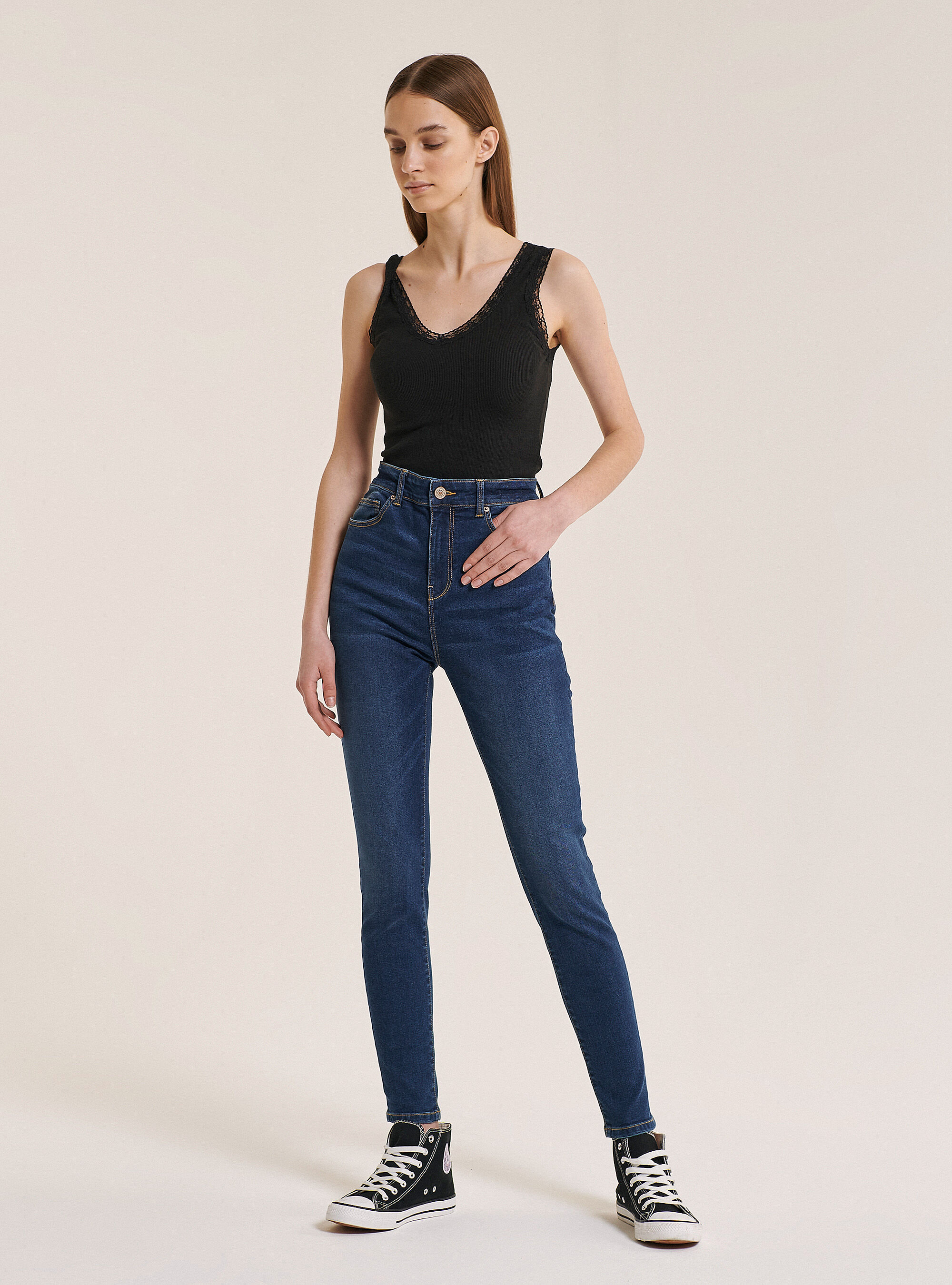 Jeans super hight waist, C241 BLUE