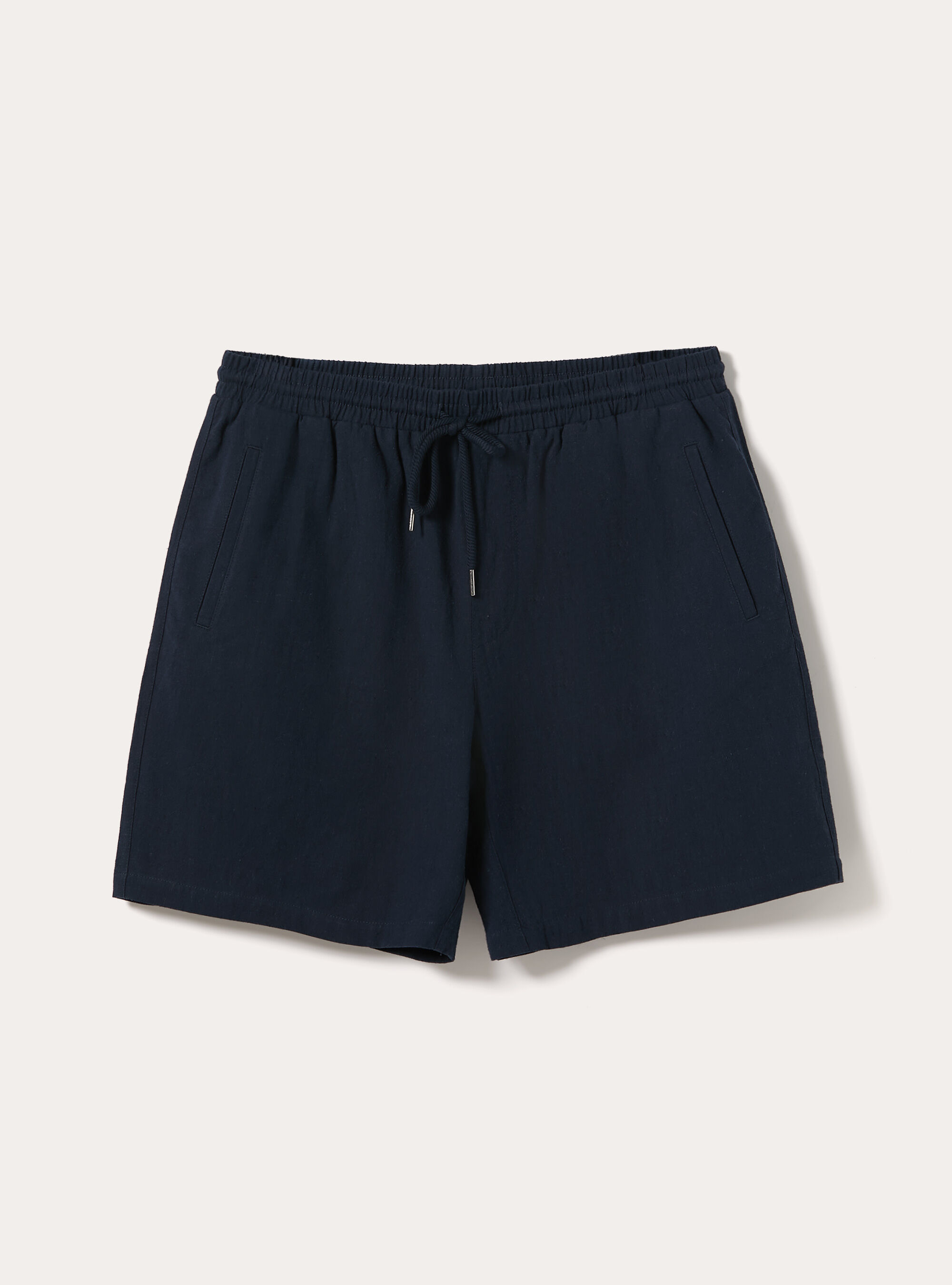 Bermuda in misto lino con laccio in vita, NA2 NAVY MEDIUM