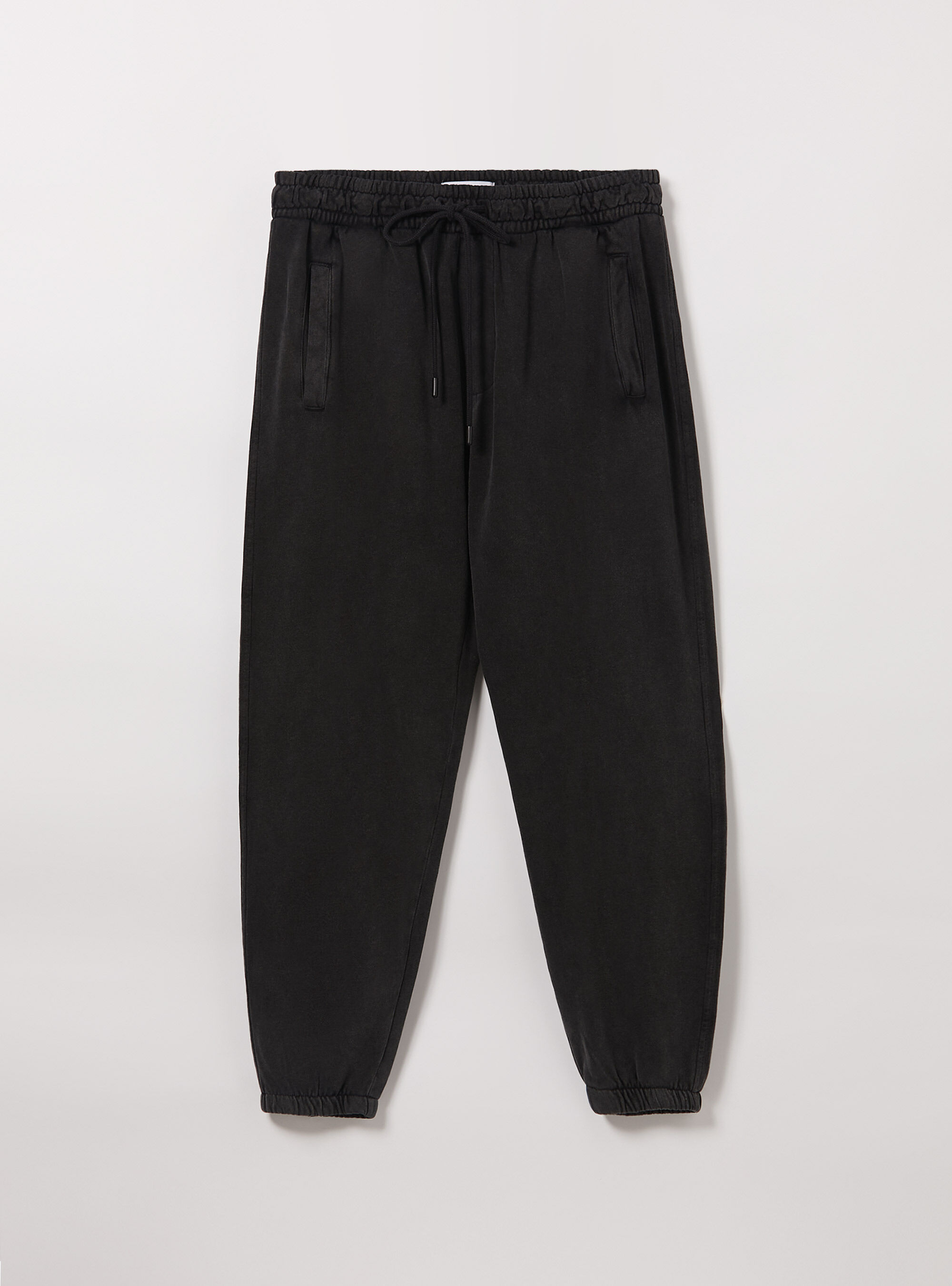 Washed-out effect fleece jogger, BK1 BLACK