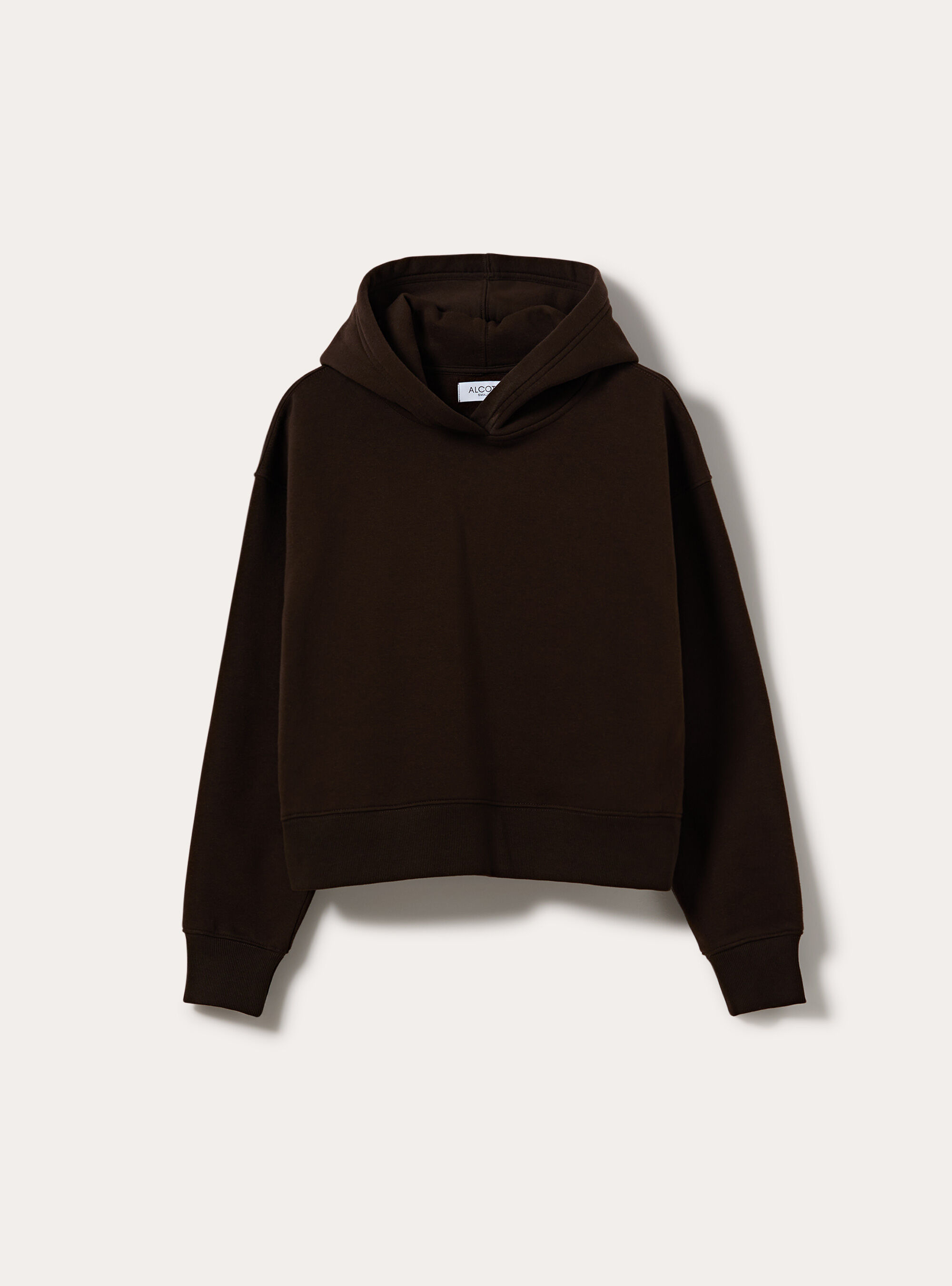 Felpa boxy con cappuccio, BR1 BROWN DARK