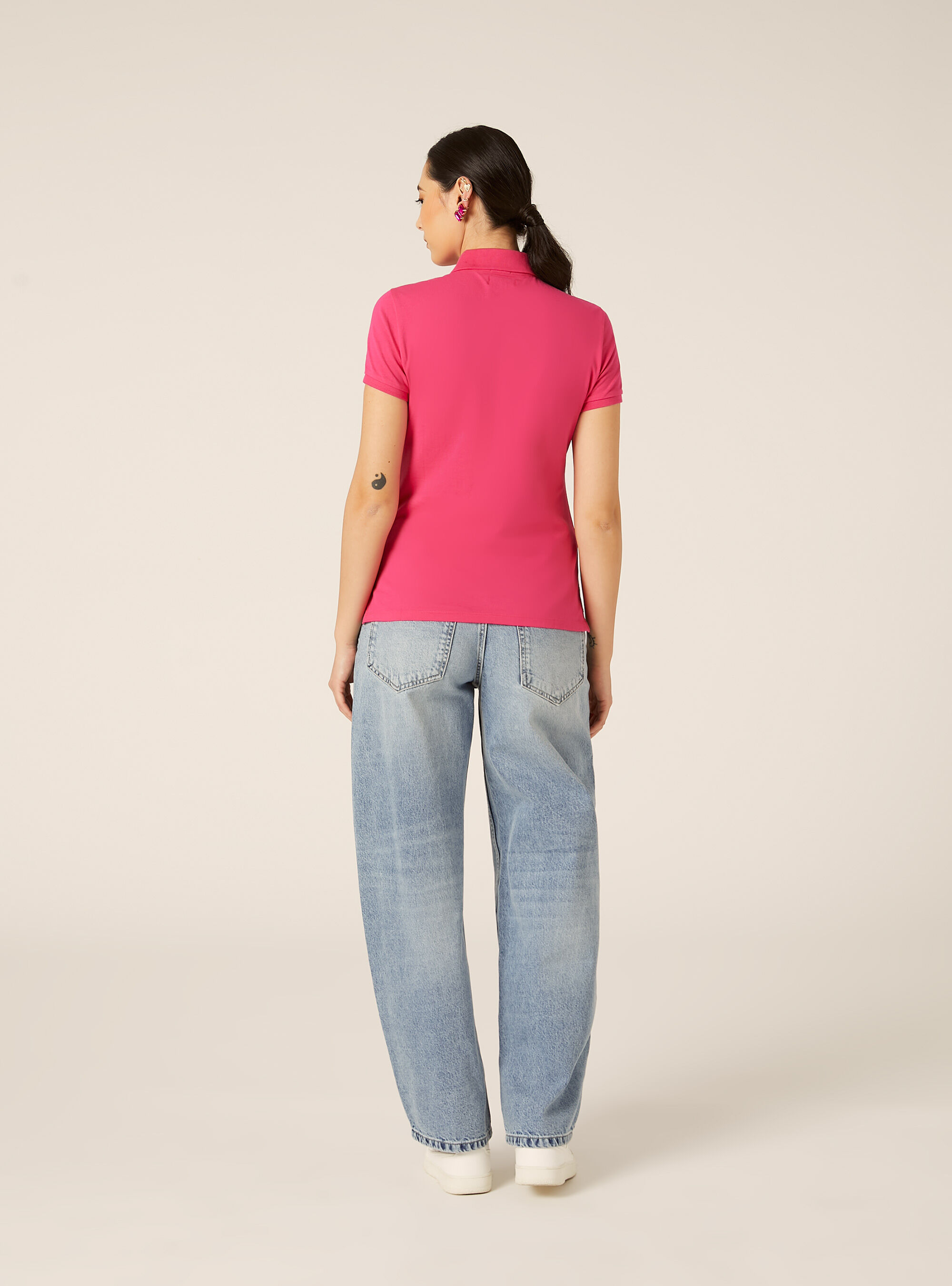 Polo Slim Fit avec Logo Brod&eacute;, FX2 FUXIA MEDIUM