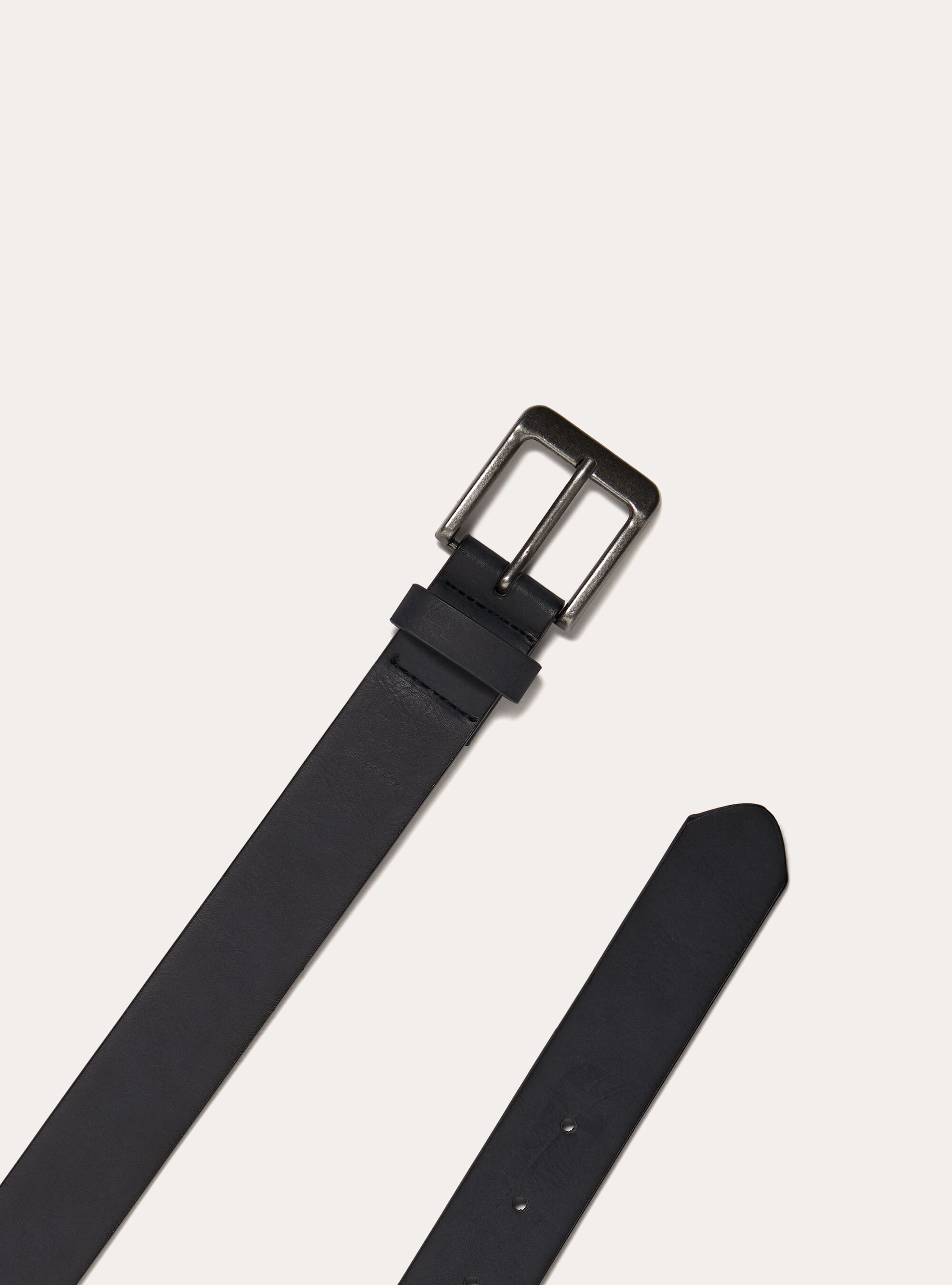 Cinturon de piel con hebilla cuadrada de efecto satinado, NA2 NAVY MEDIUM