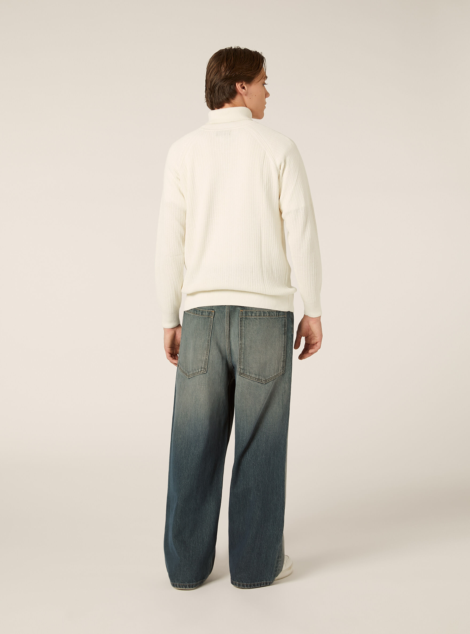 Ribbed turtleneck pullover, WH2 WHITE