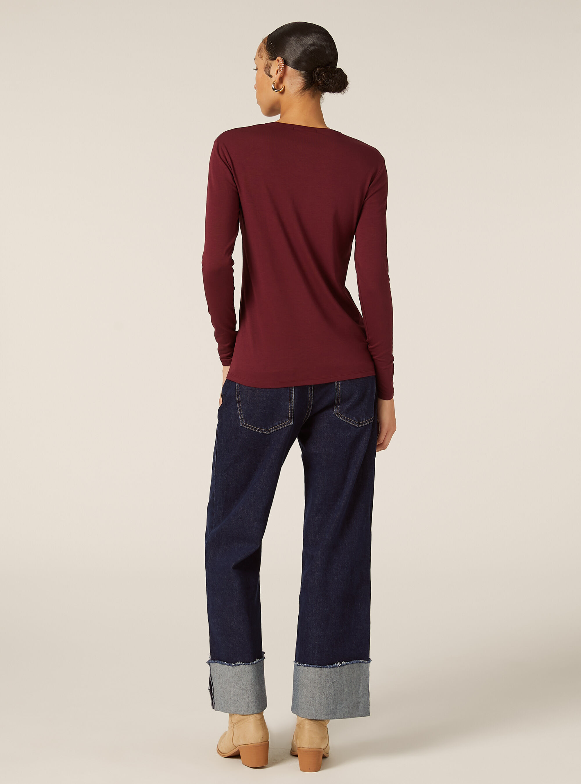 Maglietta basic a maniche lunghe, BO2 BORDEAUX MEDIUM