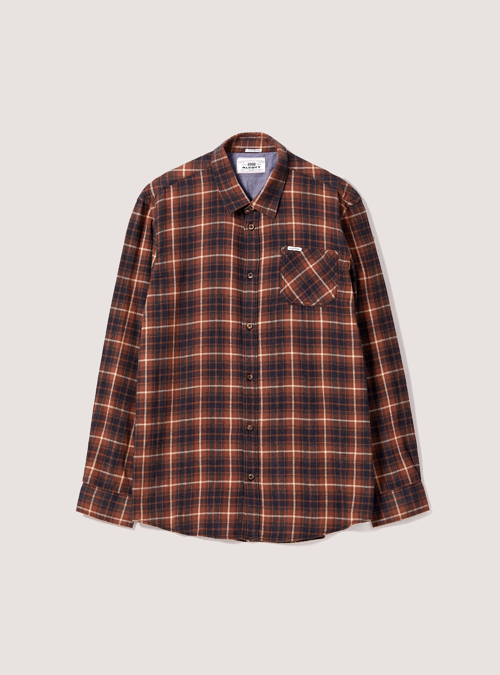 Checked Flannel Shirt, TB3 TOBACCO LIGHT