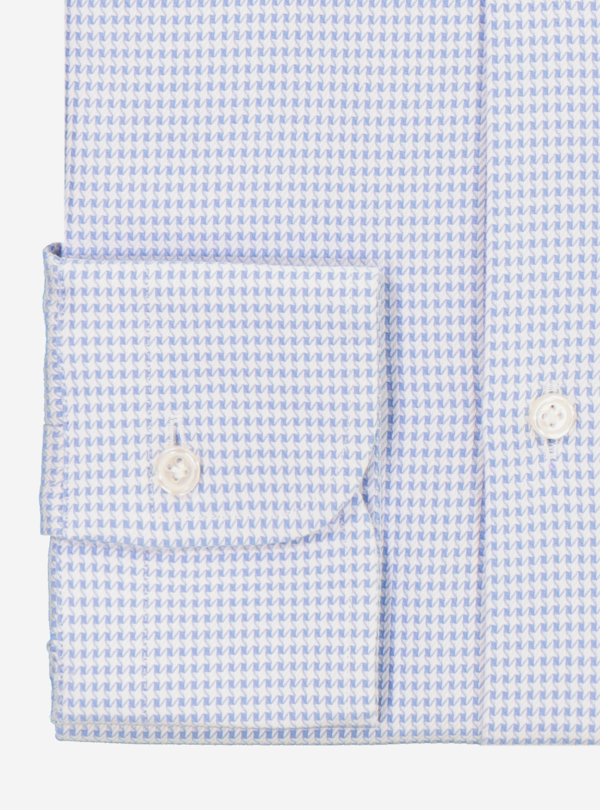 Chemise natt&eacute;e col francais en coton, C1165 AZZURRE