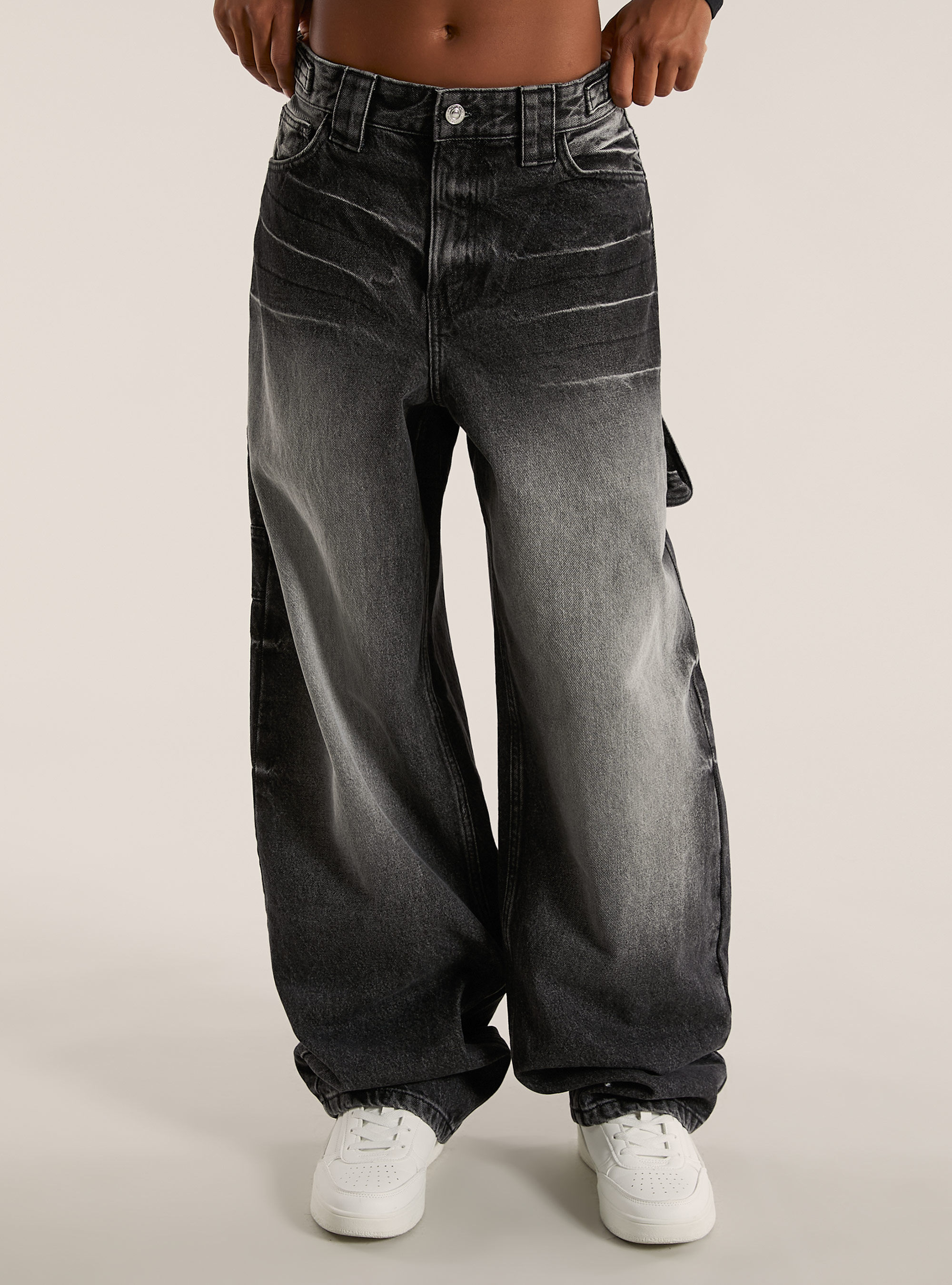 【SATIIIZ】Hippen ST Carpenter Balloon Denim Pants Balloon Carpenter Shine Denim Jeans – Boiilife