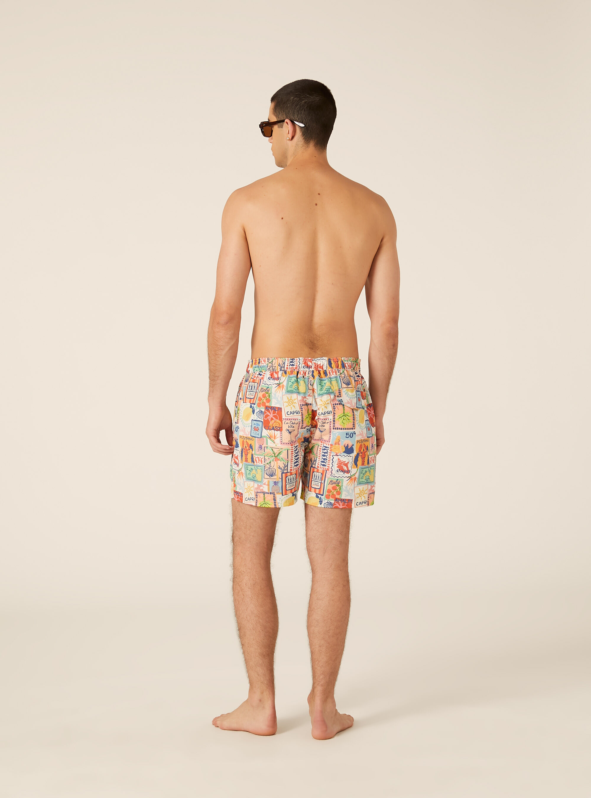 Vintage Stamp Print Swim Shorts, YE2 YELLOW MEDIUM
