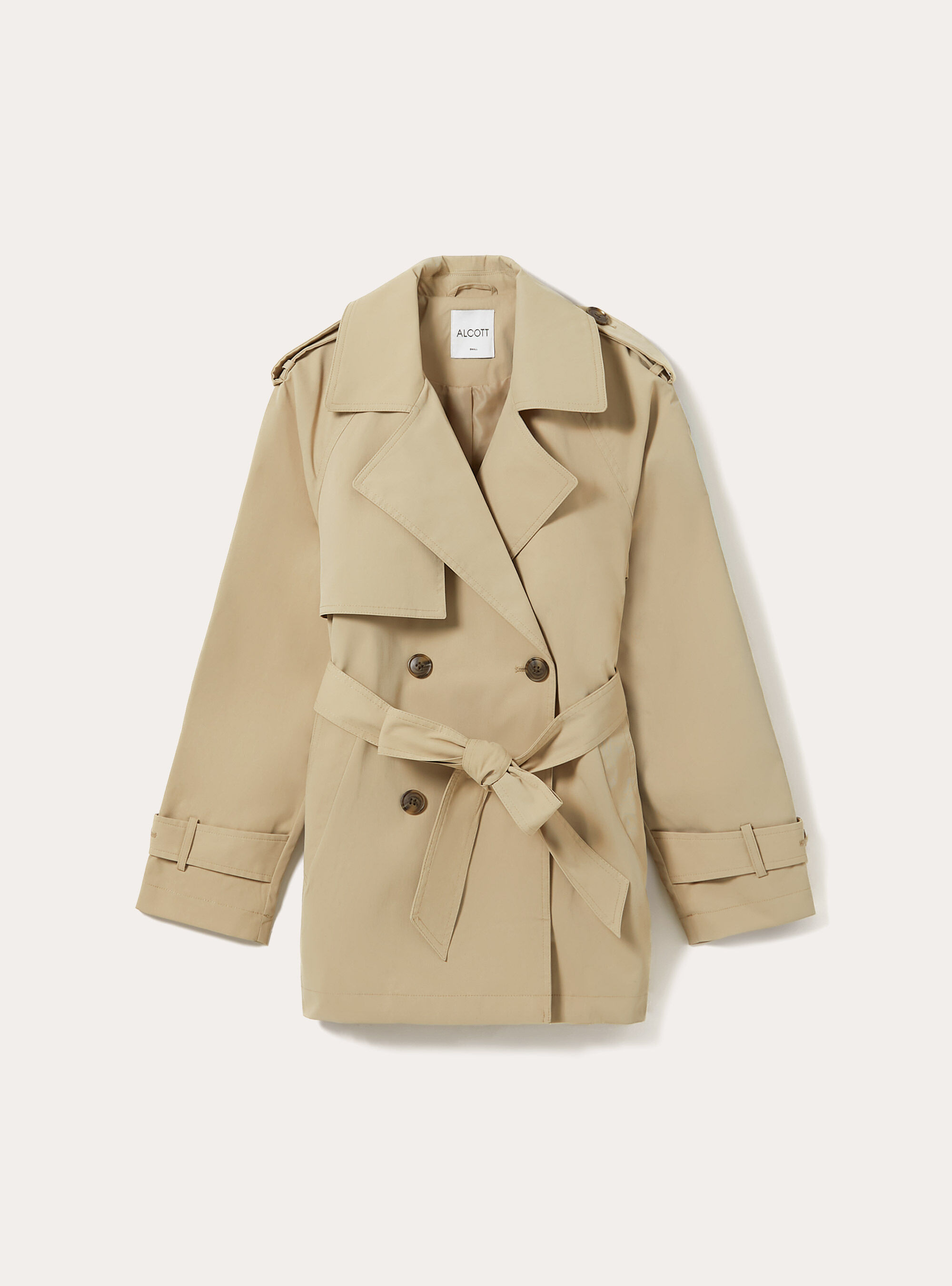 Short twill trench coat, BG1 BEIGE DARK