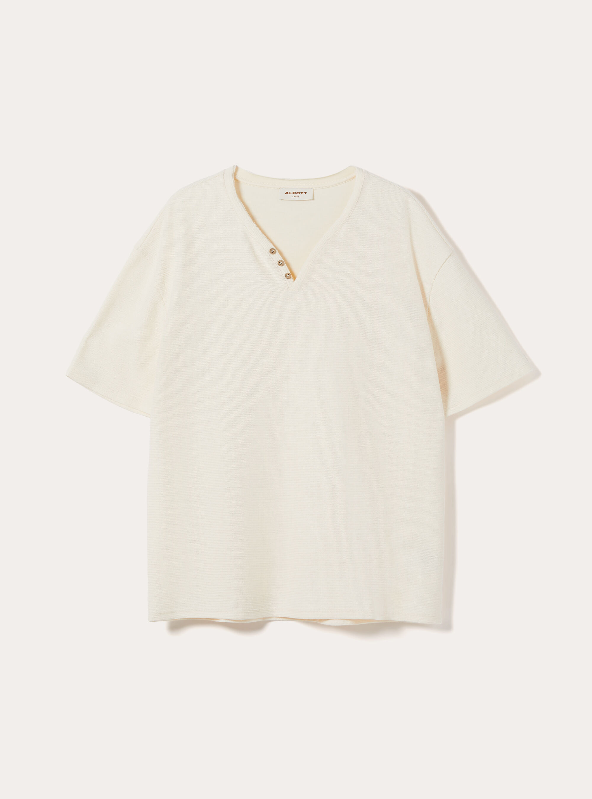 Henley-Shirt aus Waffelstruktur-Gewebe, WH2 WHITE