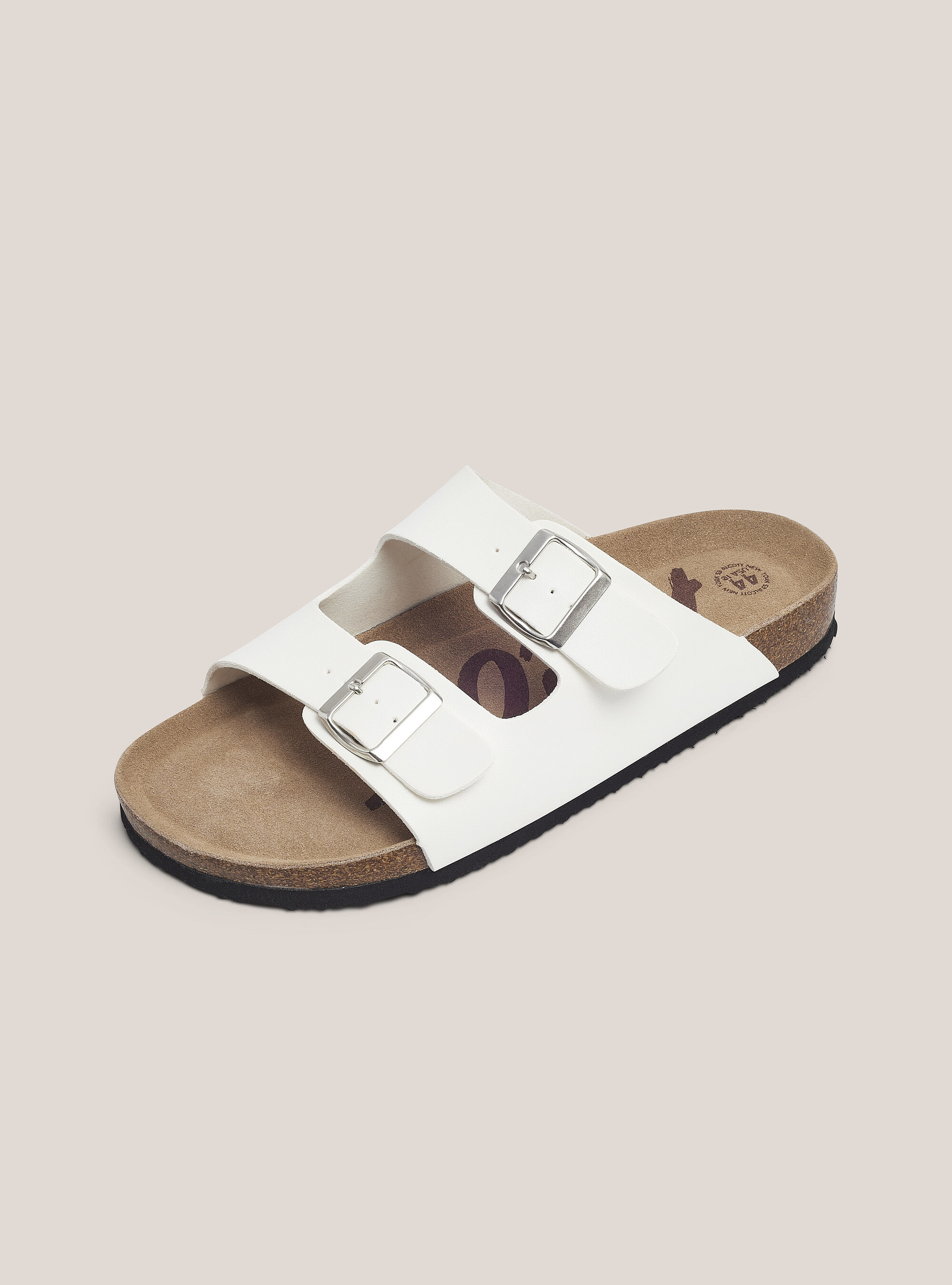 Imitation leather sandal with suede sole, WHITE