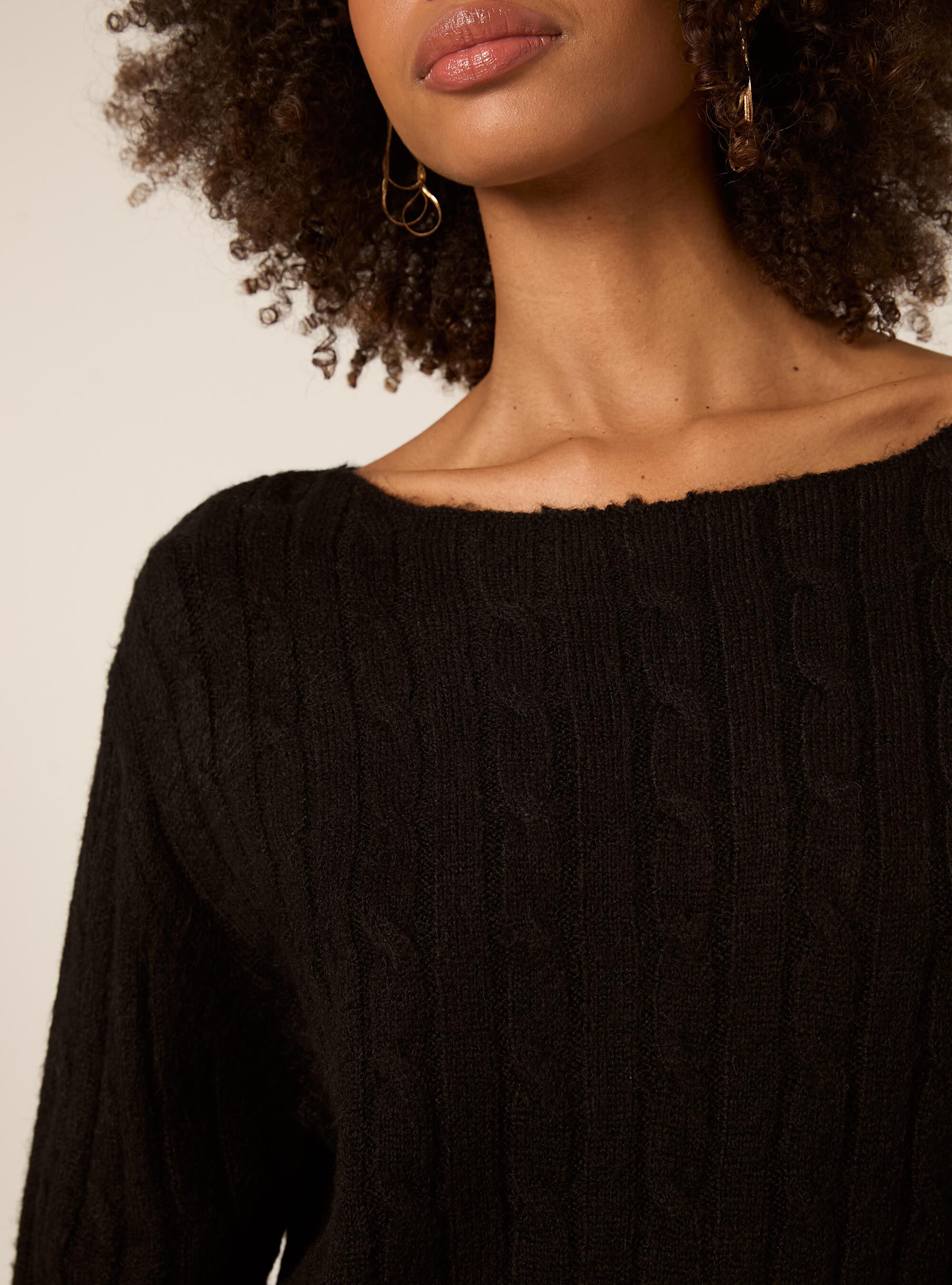 Pullover mit U-Boot-Ausschnitt, BK1 BLACK