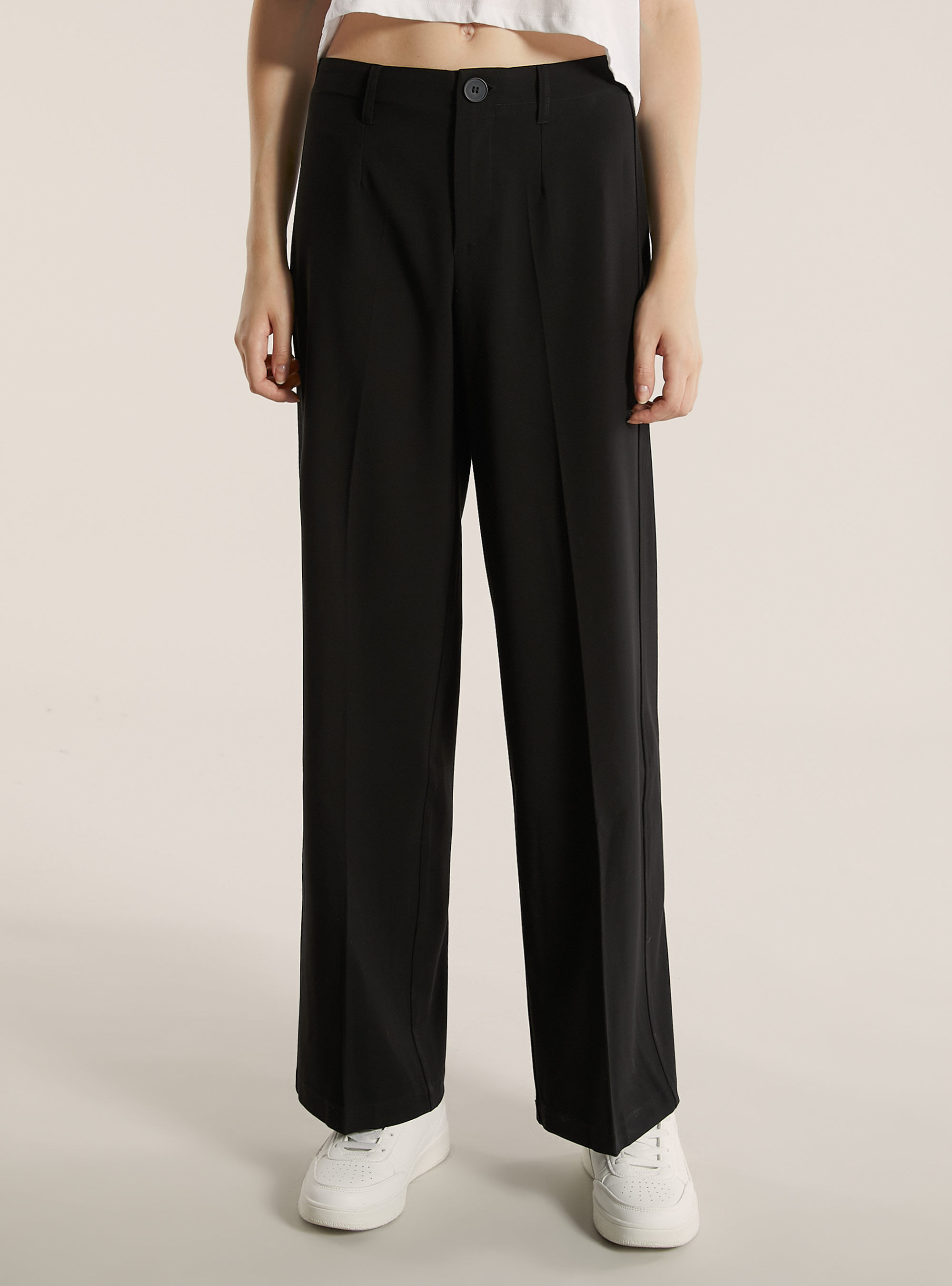 Straight leg wide leg tailored trousers, BK1 BLACK