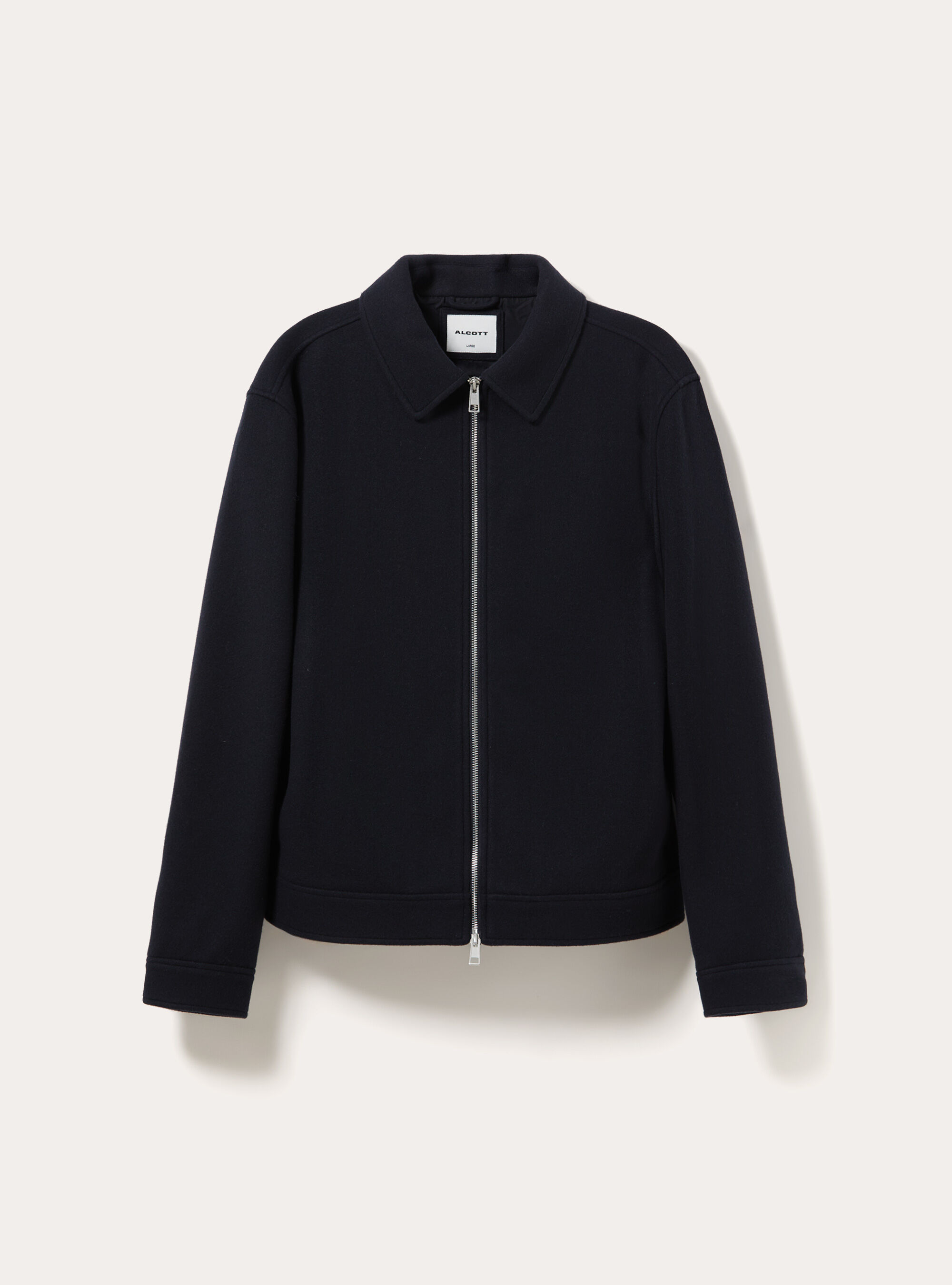 Bomber con colletto e zip frontale in panno, NA1 NAVY DARK