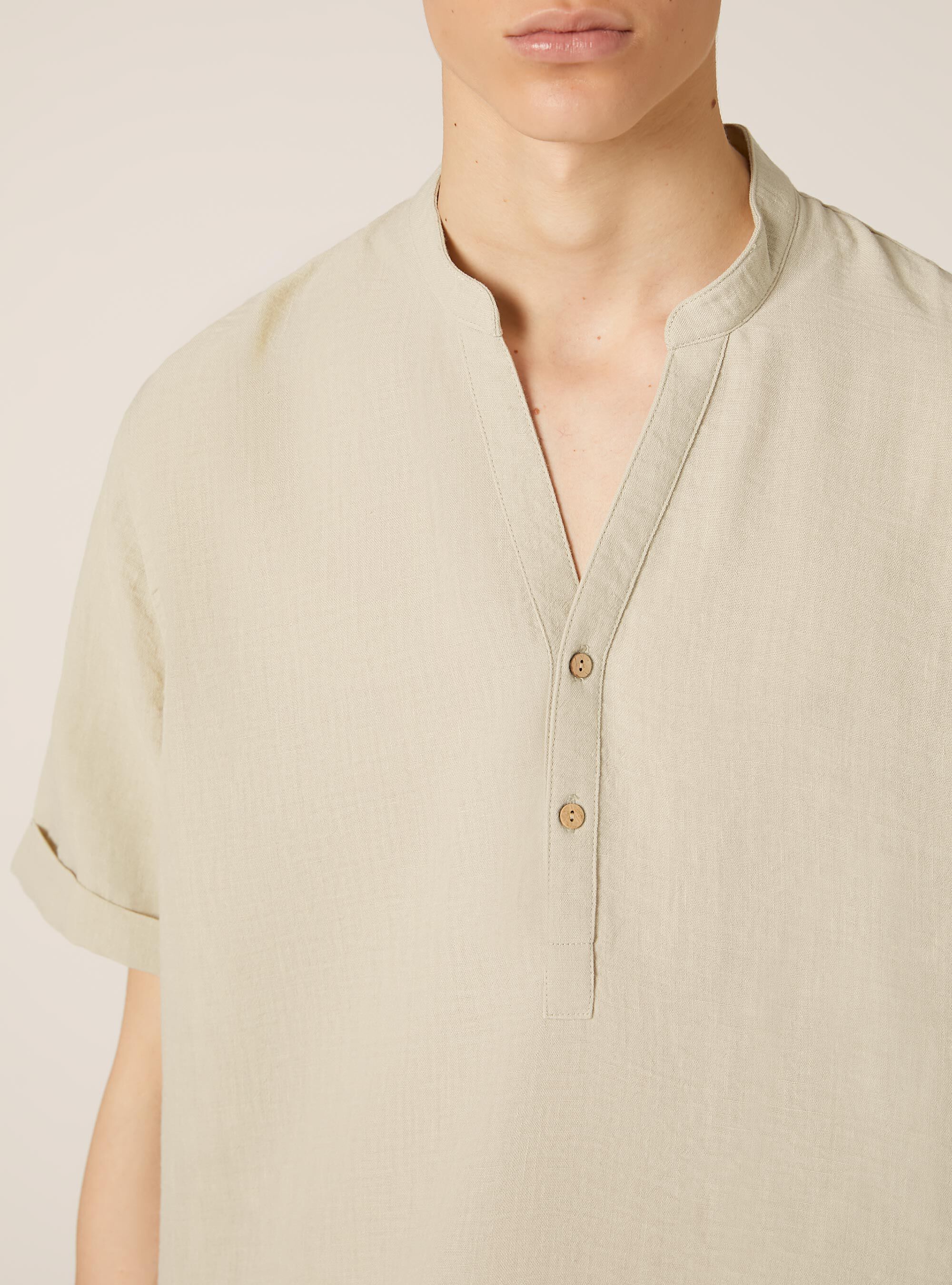 Shirt with Korean collar, BG3 BEIGE LIGHT