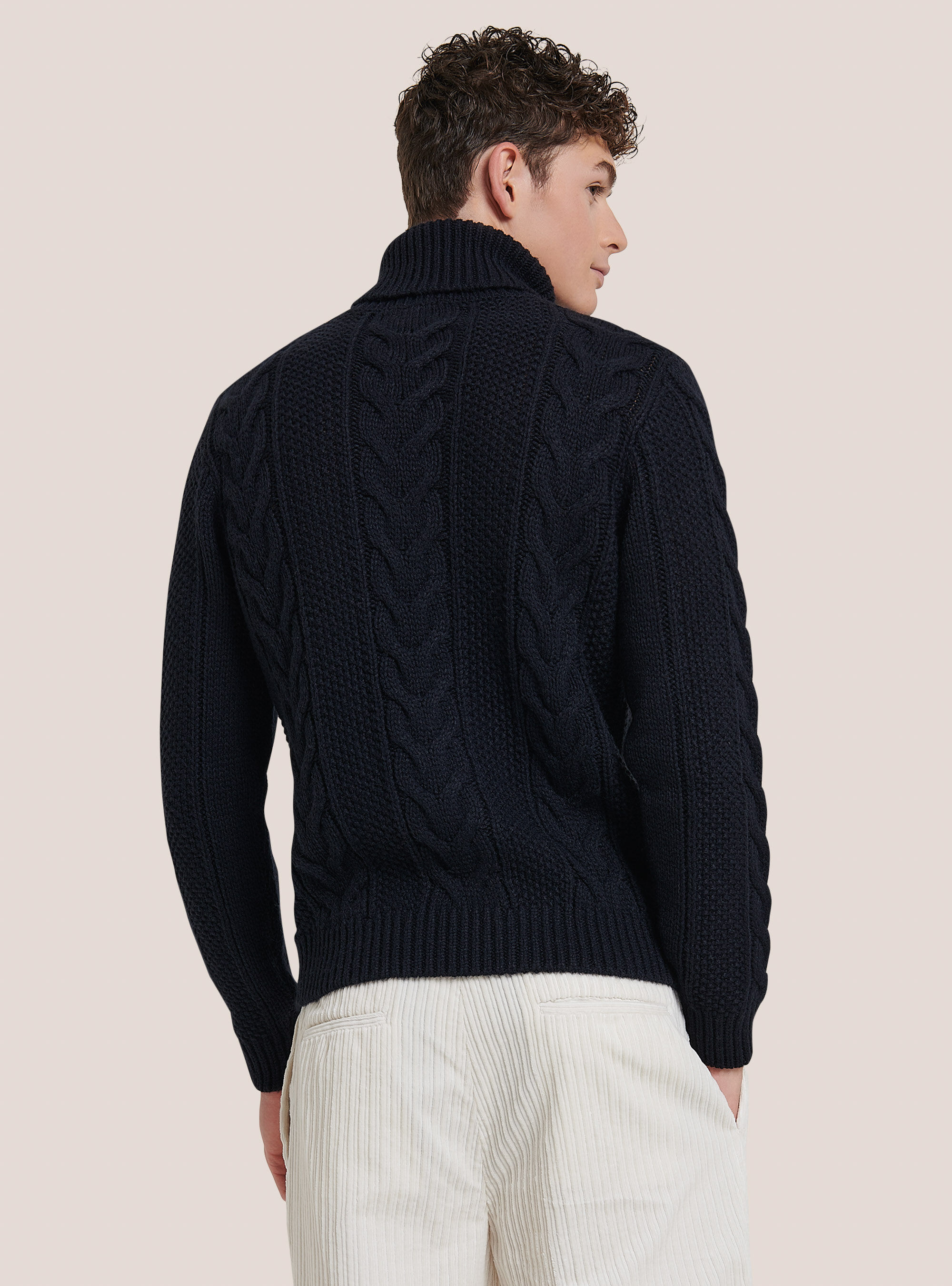 Pullover con trecce, BLU MARINO